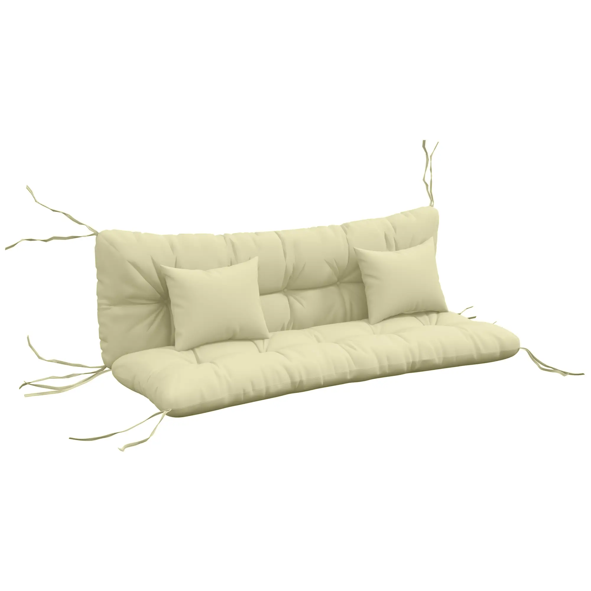 4-Piece Patio Chair Cushion Set, with Ties, Cream White - Image 11