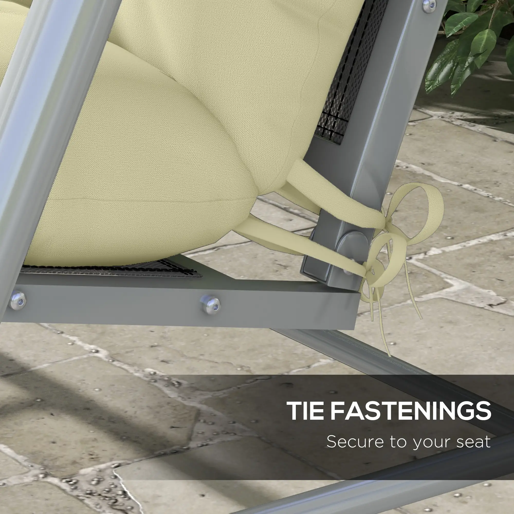 4-Piece Patio Chair Cushion Set, with Ties, Cream White - Image 5