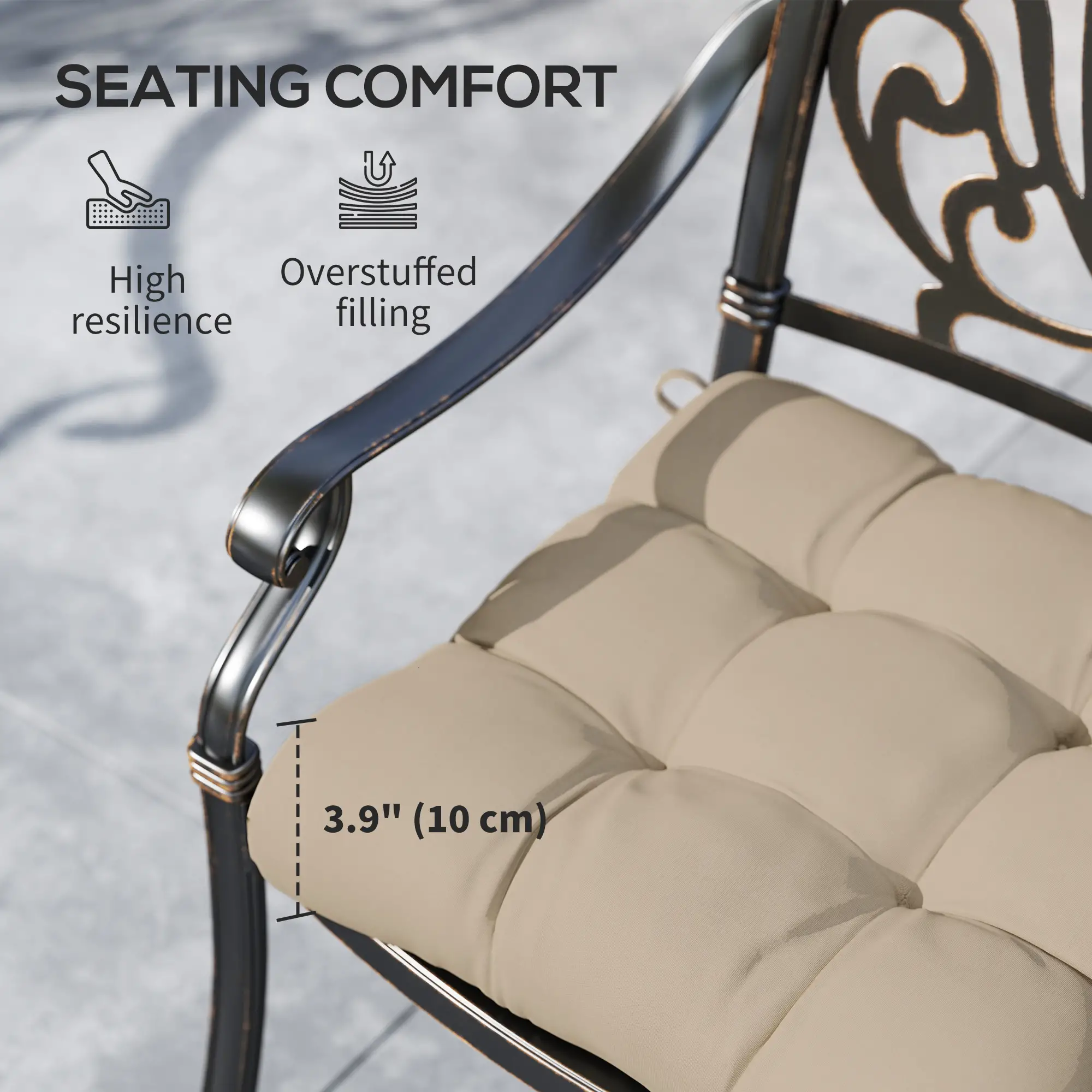 4-Piece Patio Chair Cushion Set With Ties, Indoor Outdoor Replacement - Image 6