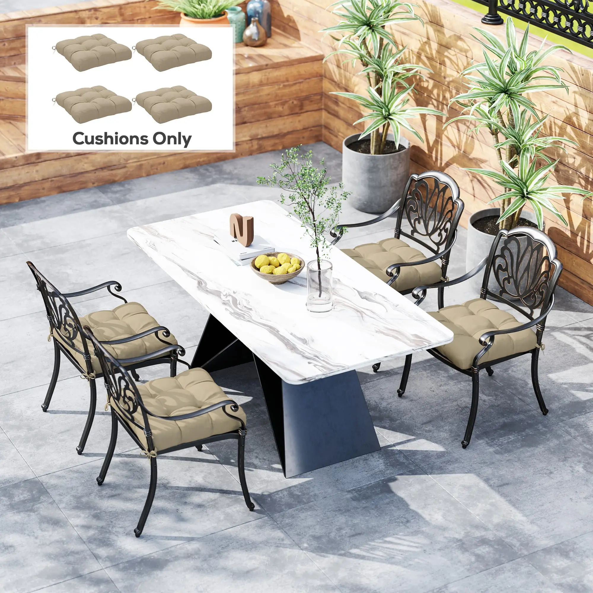 4-Piece Patio Chair Cushion Set With Ties, Indoor Outdoor Replacement - Image 8