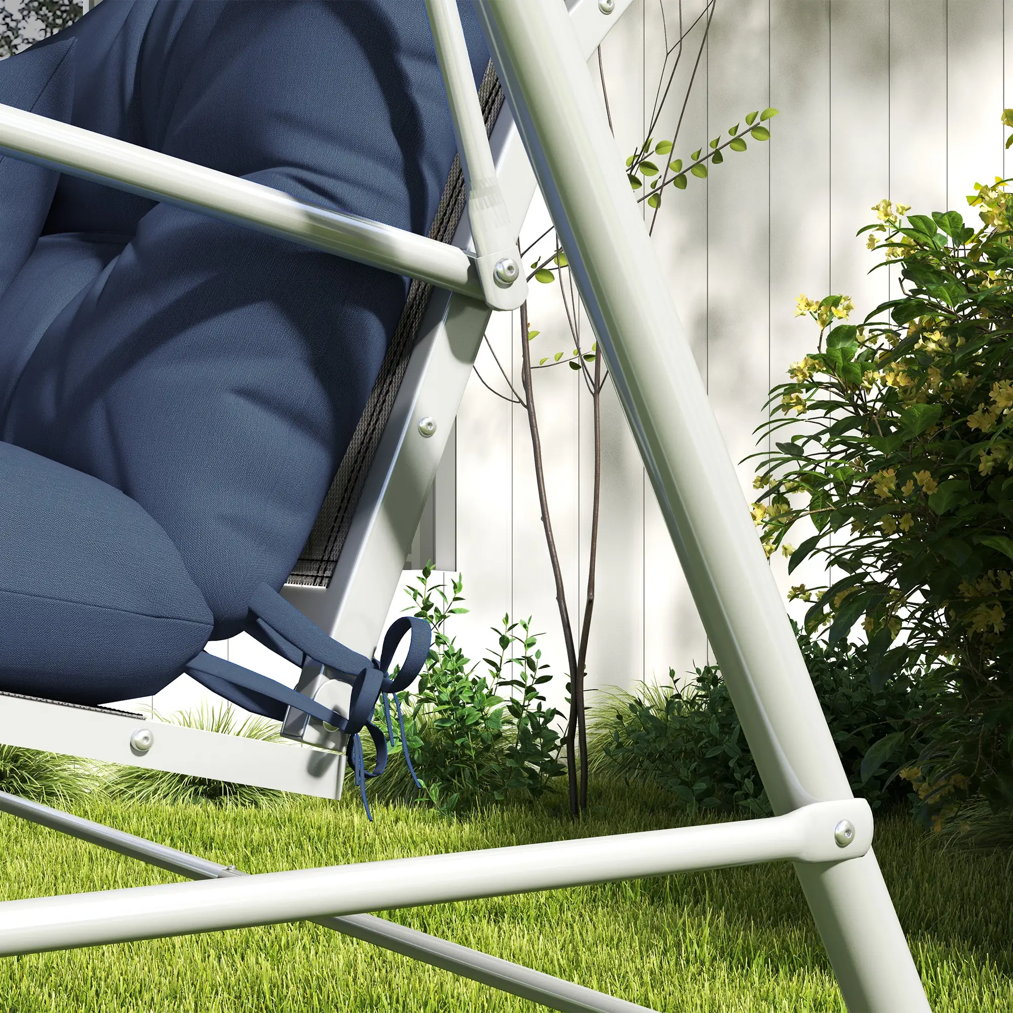 4-Piece Patio Chair Cushion Set, with Ties, Navy Blue - Image 10