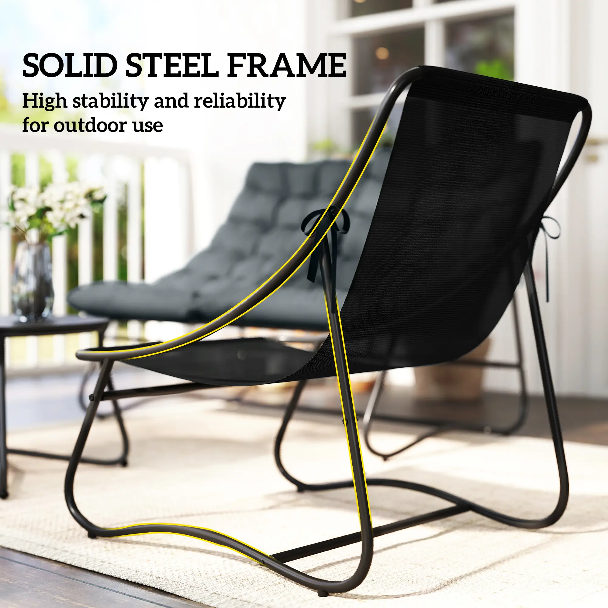 4 Piece Patio Furniture Set, Loveseat, Chairs, Round Metal Table, Cushions, Grey - Image 6