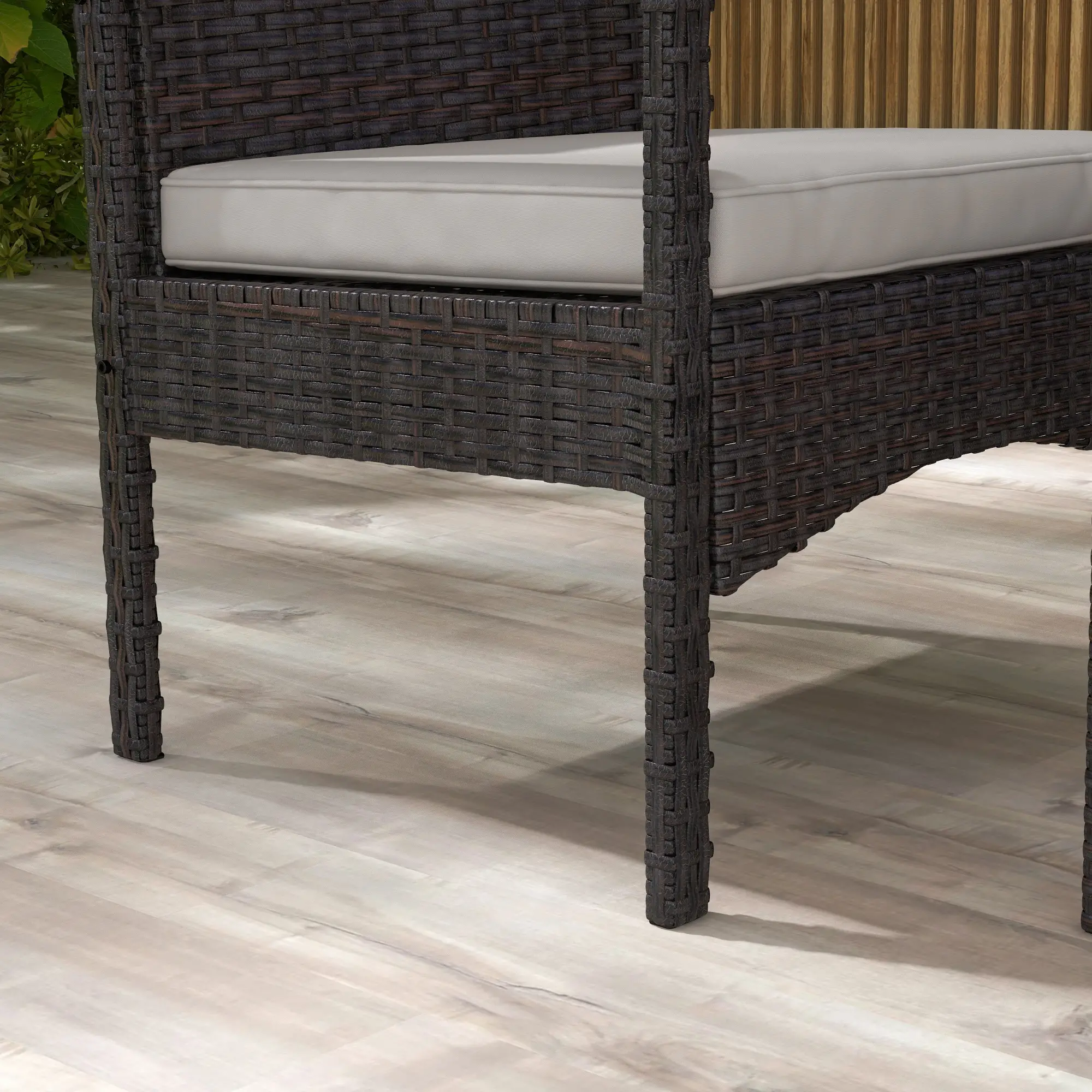 4-Piece Patio Furniture Set, Loveseat, Armchairs, Glass Table, White - Image 10