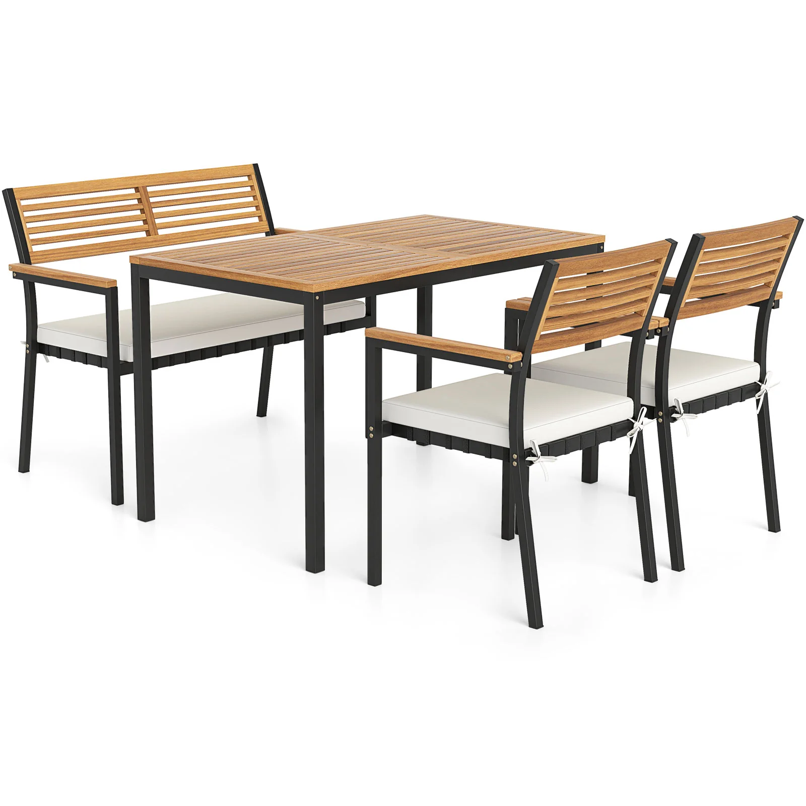 4-Piece Patio Furniture Set, Outdoor Dining Chair Set, White - Image 4