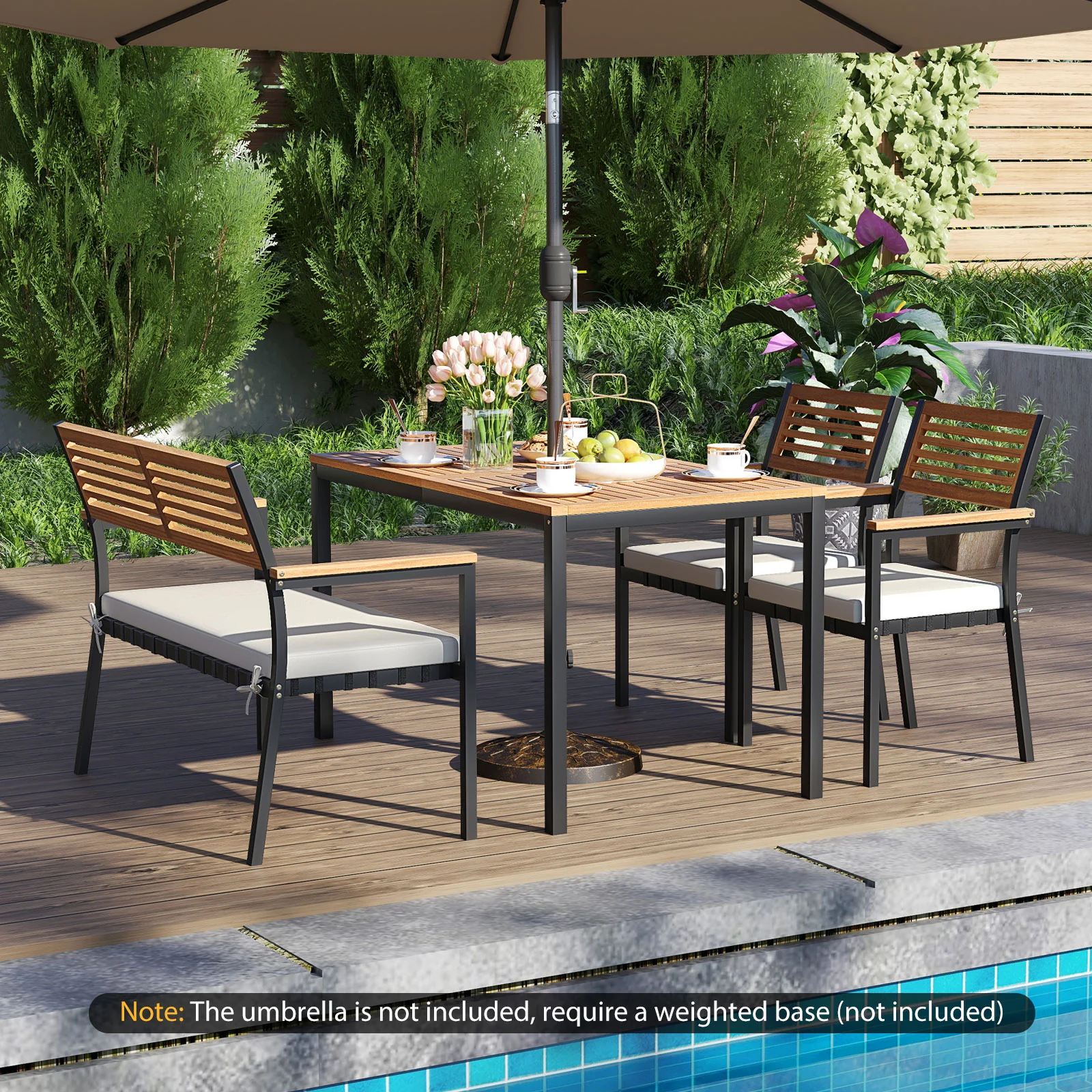 4-Piece Patio Furniture Set, Outdoor Dining Chair Set, White - Image 7