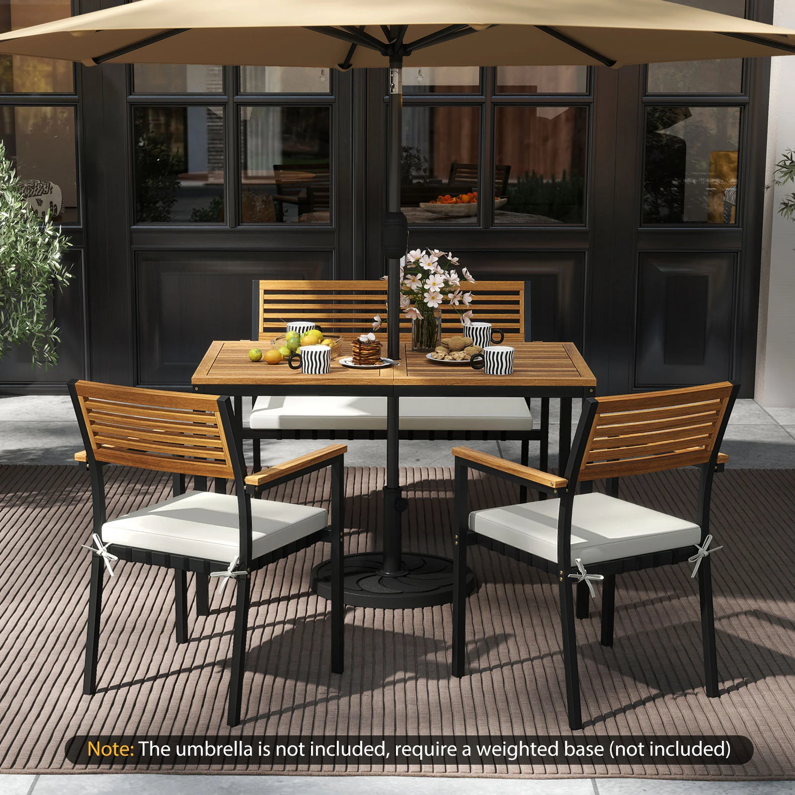4-Piece Patio Furniture Set, Outdoor Dining Chair Set, White - Image 8