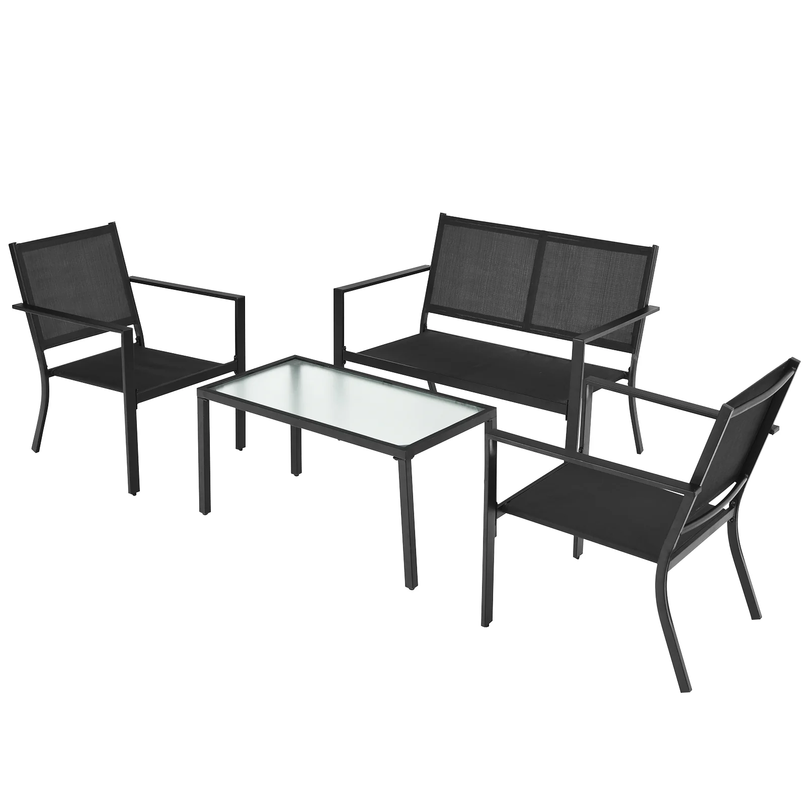 4-Piece Patio Furniture Set, Steel Frame, Gray - Image 10