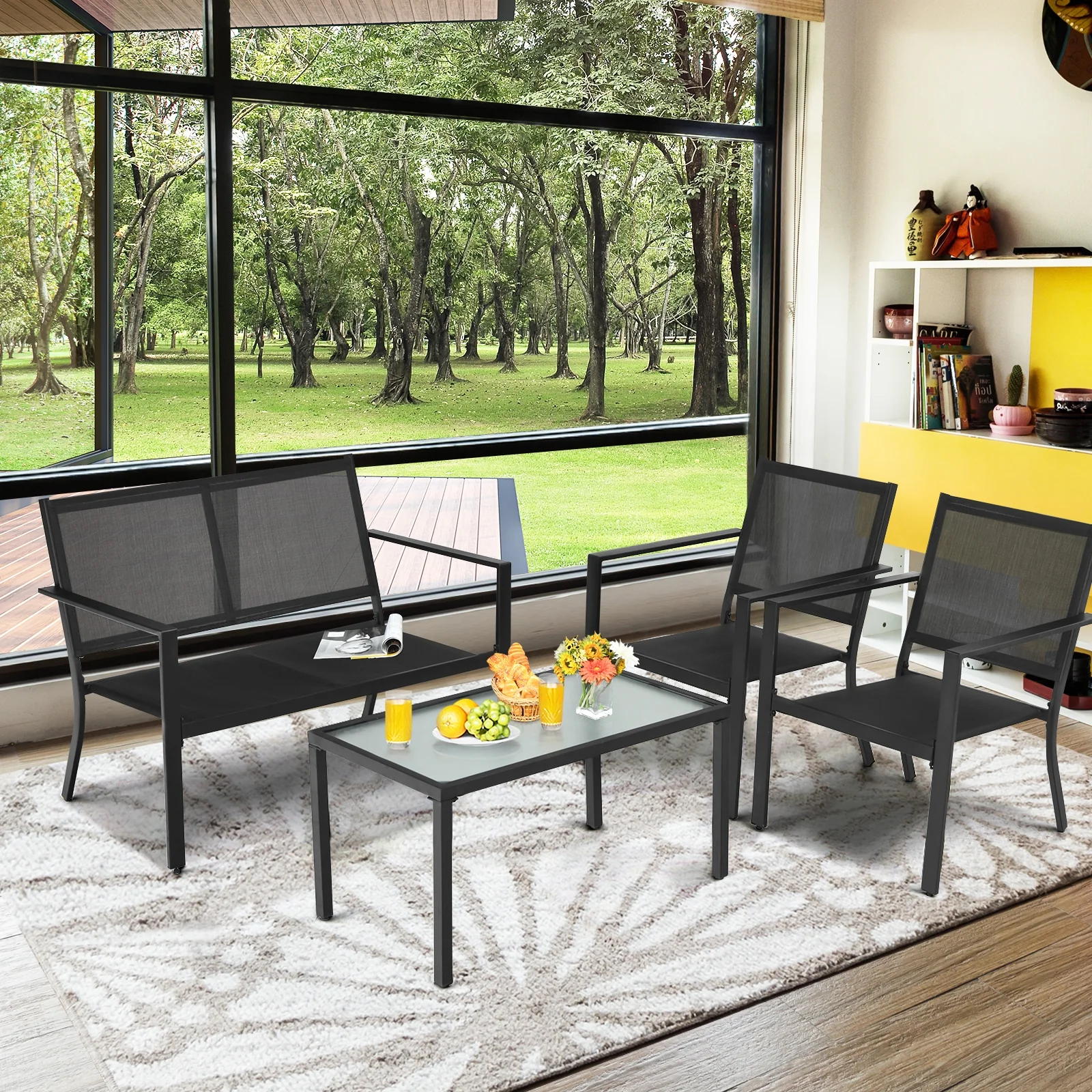 4-Piece Patio Furniture Set, Steel Frame, Gray - Image 8