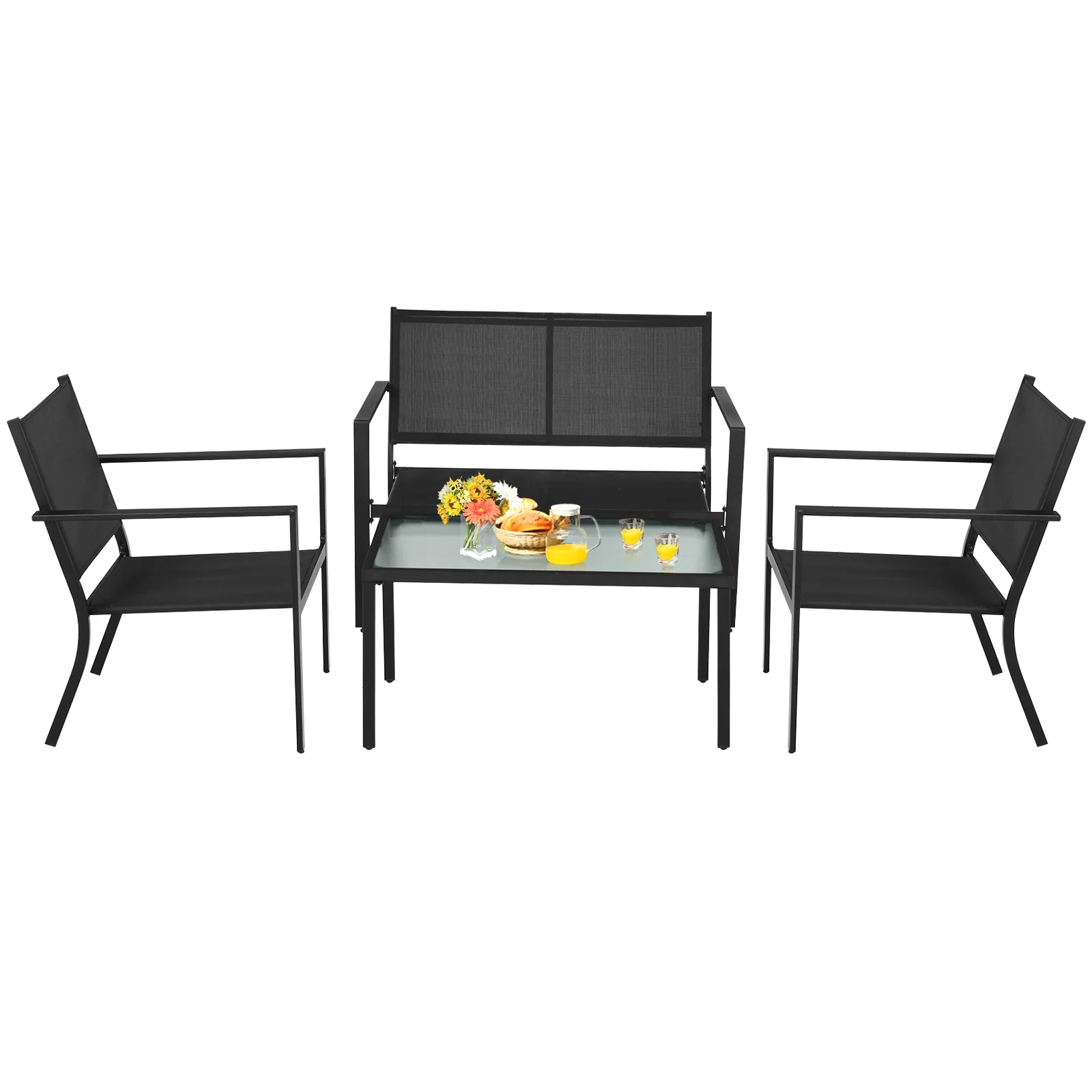 4-Piece Patio Furniture Set, Steel Frame, Gray - Image 9