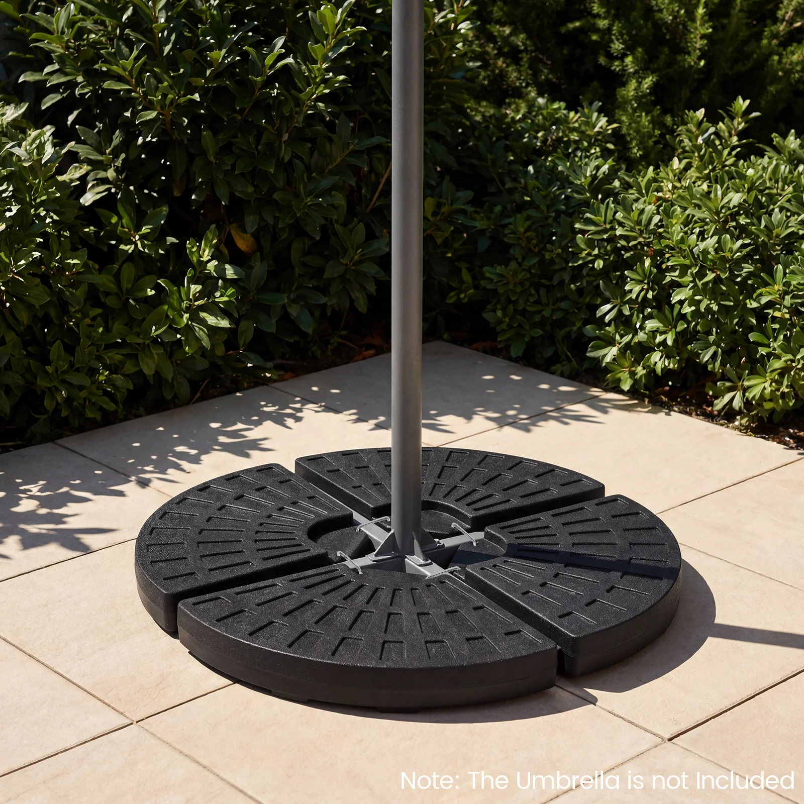 4-Piece Patio Market Umbrella Base 140 LBS Heavy-Duty with U-Locking Pins, Black - Image 2