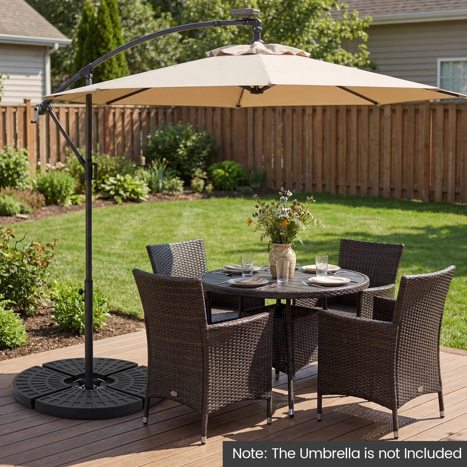 4-Piece Patio Market Umbrella Base 140 LBS Heavy-Duty with U-Locking Pins, Black - Image 7