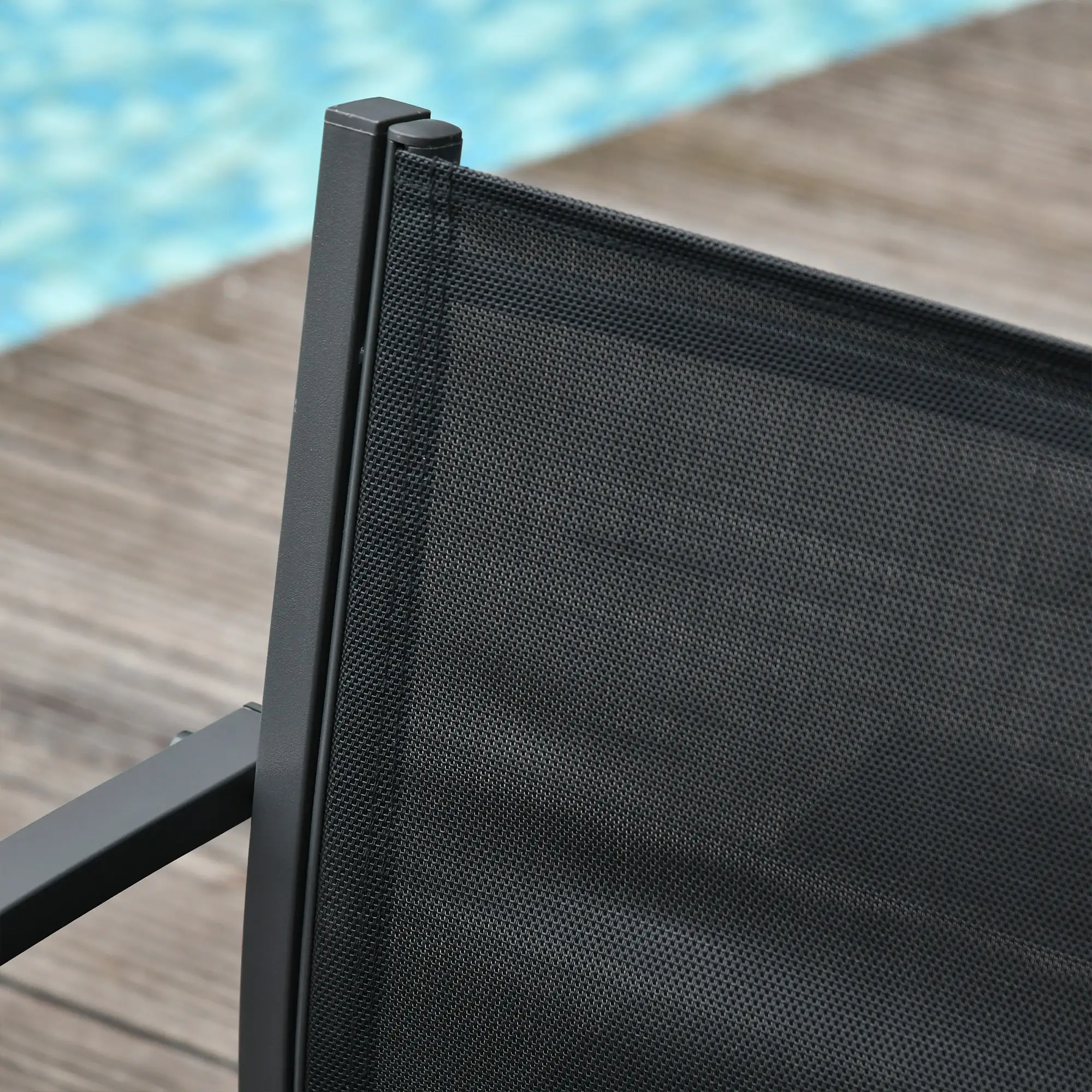 4-Piece Patio Set, Glass Top Coffee Table, Breathable Mesh, Black - Image 9