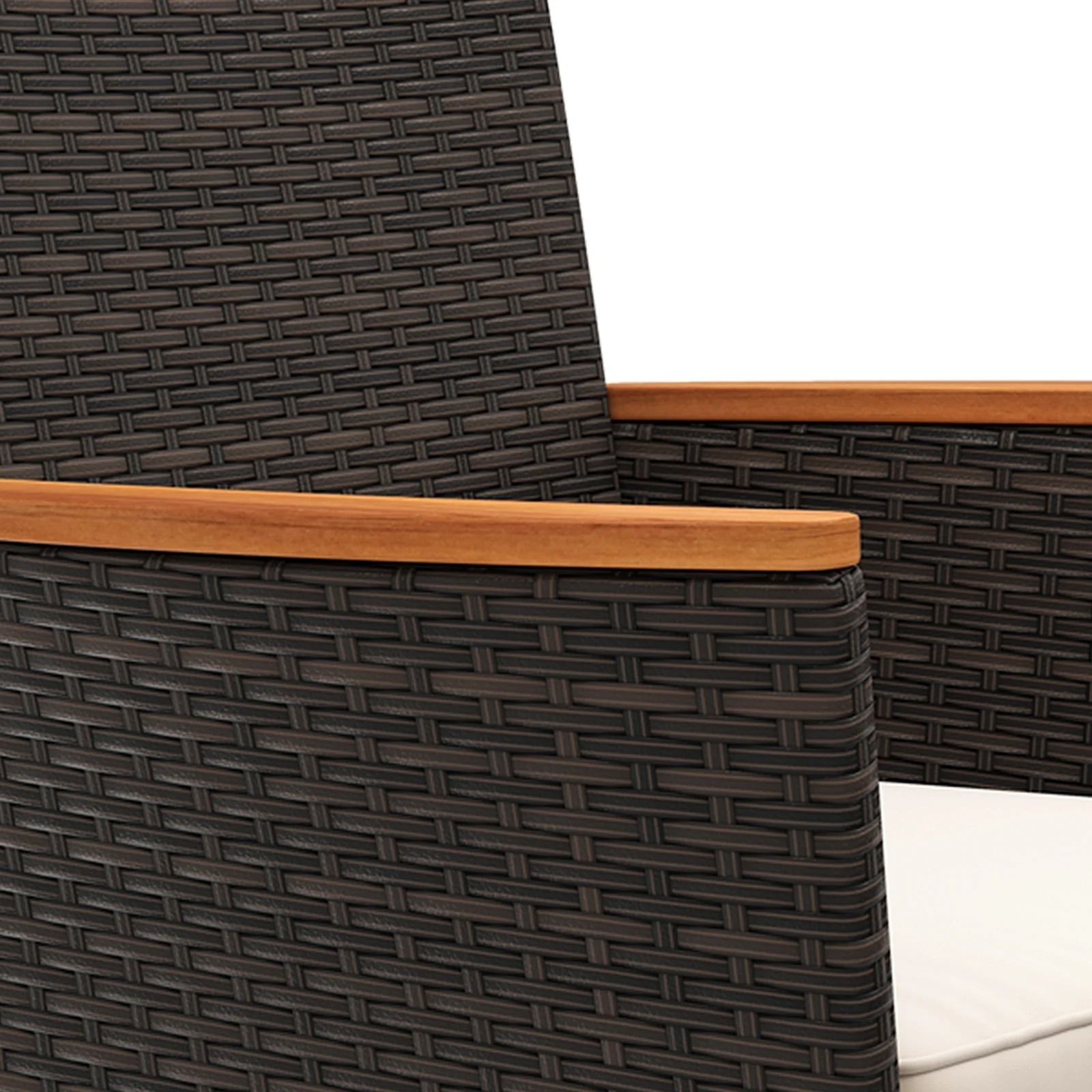 4 Piece Patio Wicker Sofa Set, 2 Rattan Chairs and Loveseat with Table, Brown - Image 8