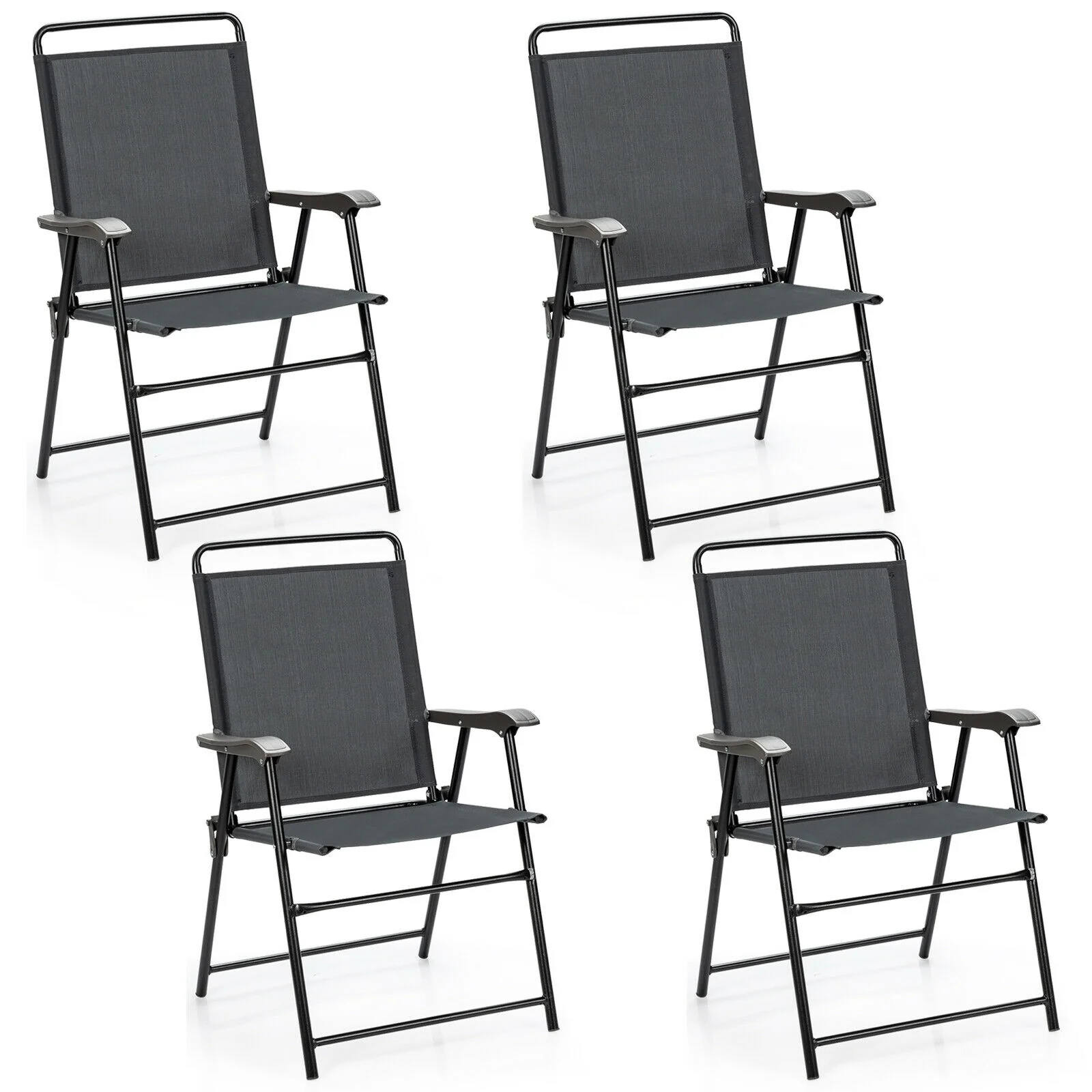 4 Piece Portable Outdoor Folding Chair, Gray