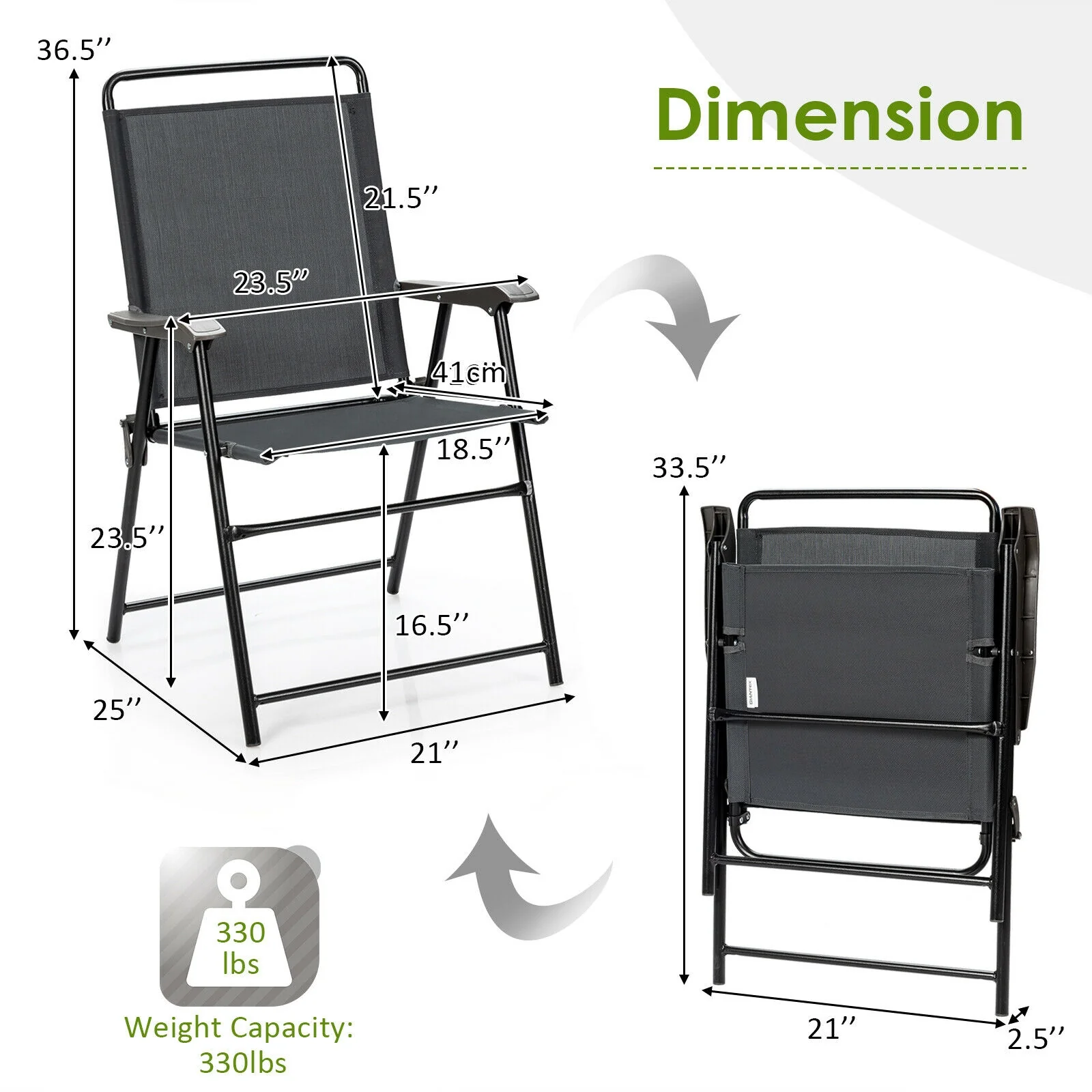 4 Piece Portable Outdoor Folding Chair, Gray - Image 5