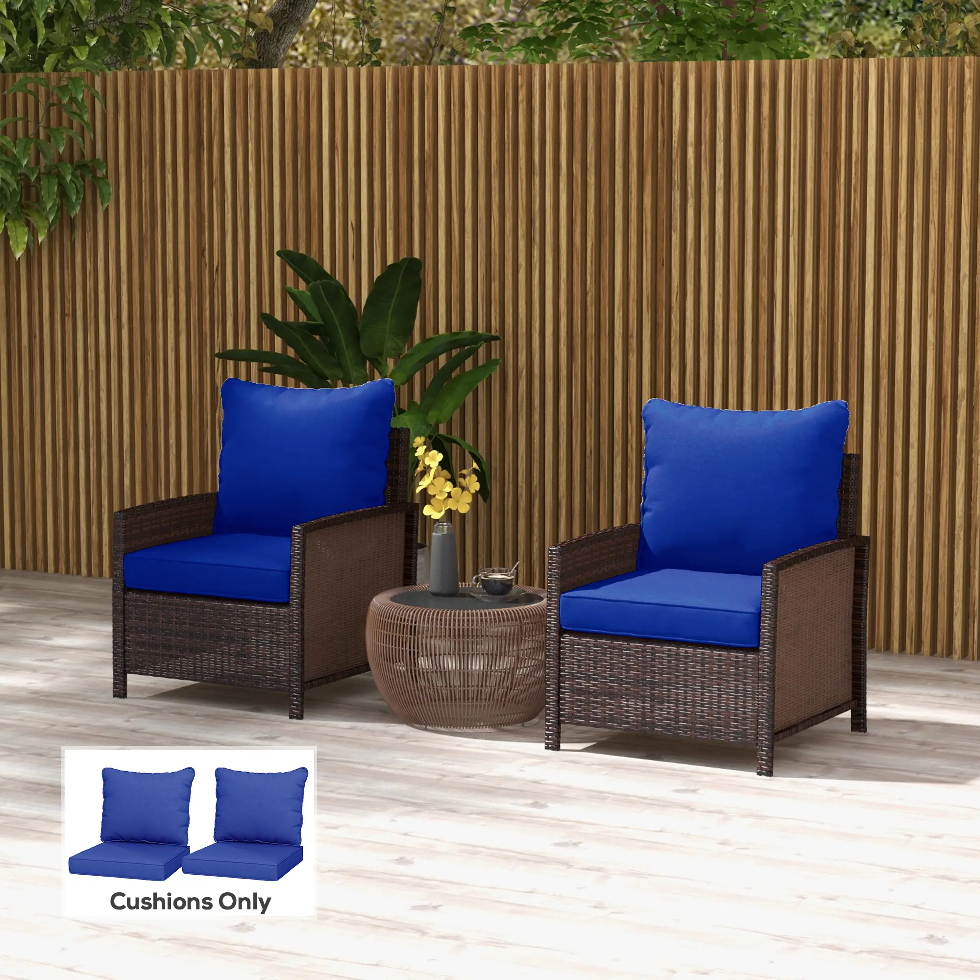 4-Piece Seat Cushion Pillows, Patio Chair Cushions Set, Navy Blue - Image 2