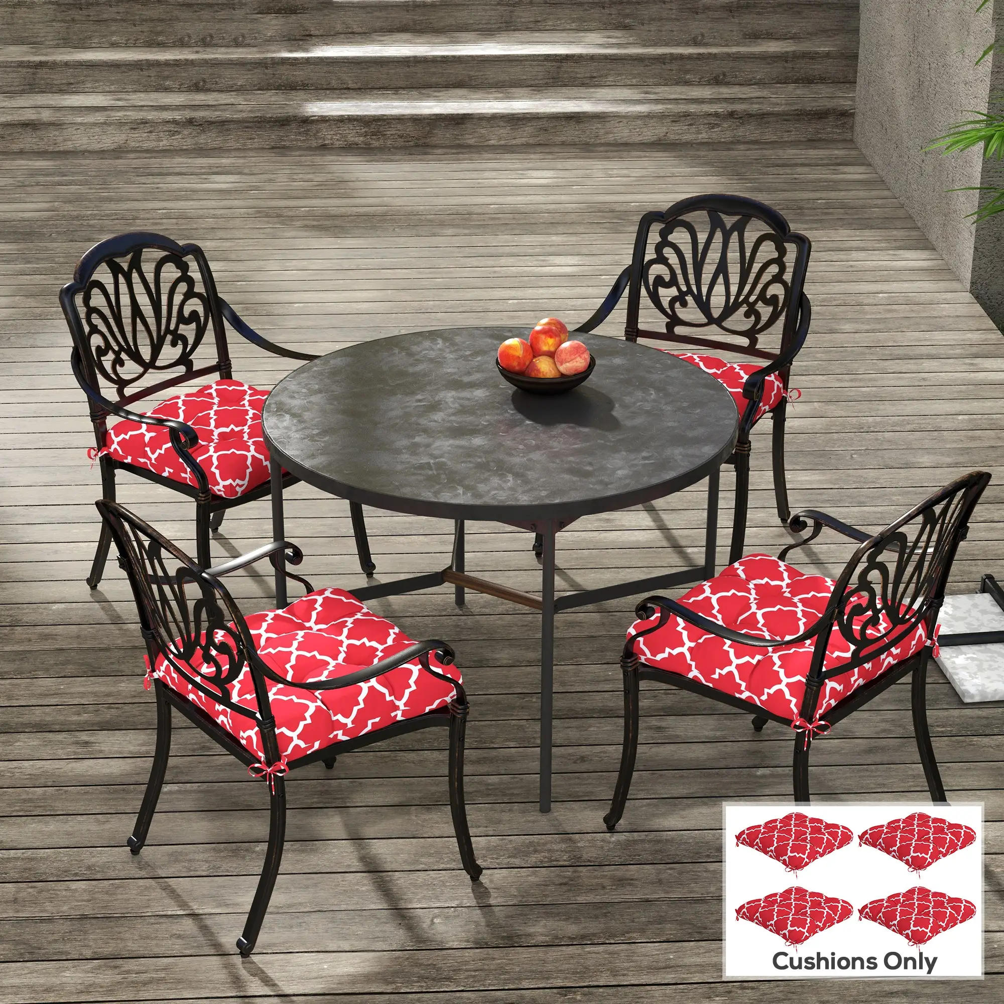 4-Piece Seat Cushion Pillows, Patio Chair Cushions with Ties, Indoor Outdoor - Image 2
