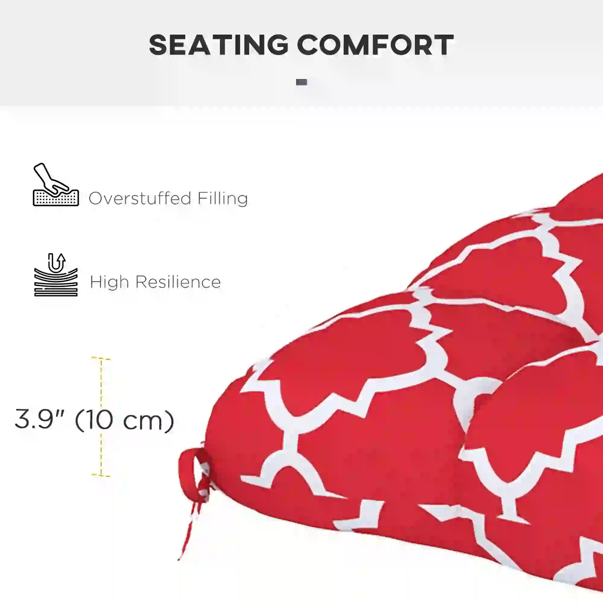4-Piece Seat Cushion Pillows, Patio Chair Cushions with Ties, Indoor Outdoor - Image 6