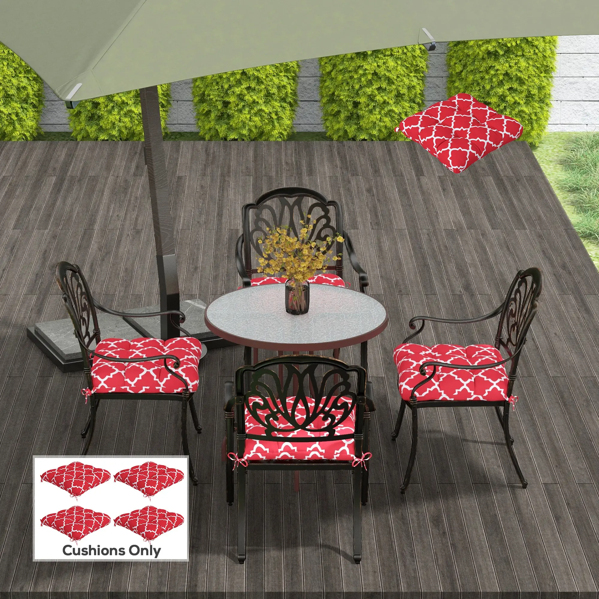 4-Piece Seat Cushion Pillows, Patio Chair Cushions with Ties, Indoor Outdoor - Image 8