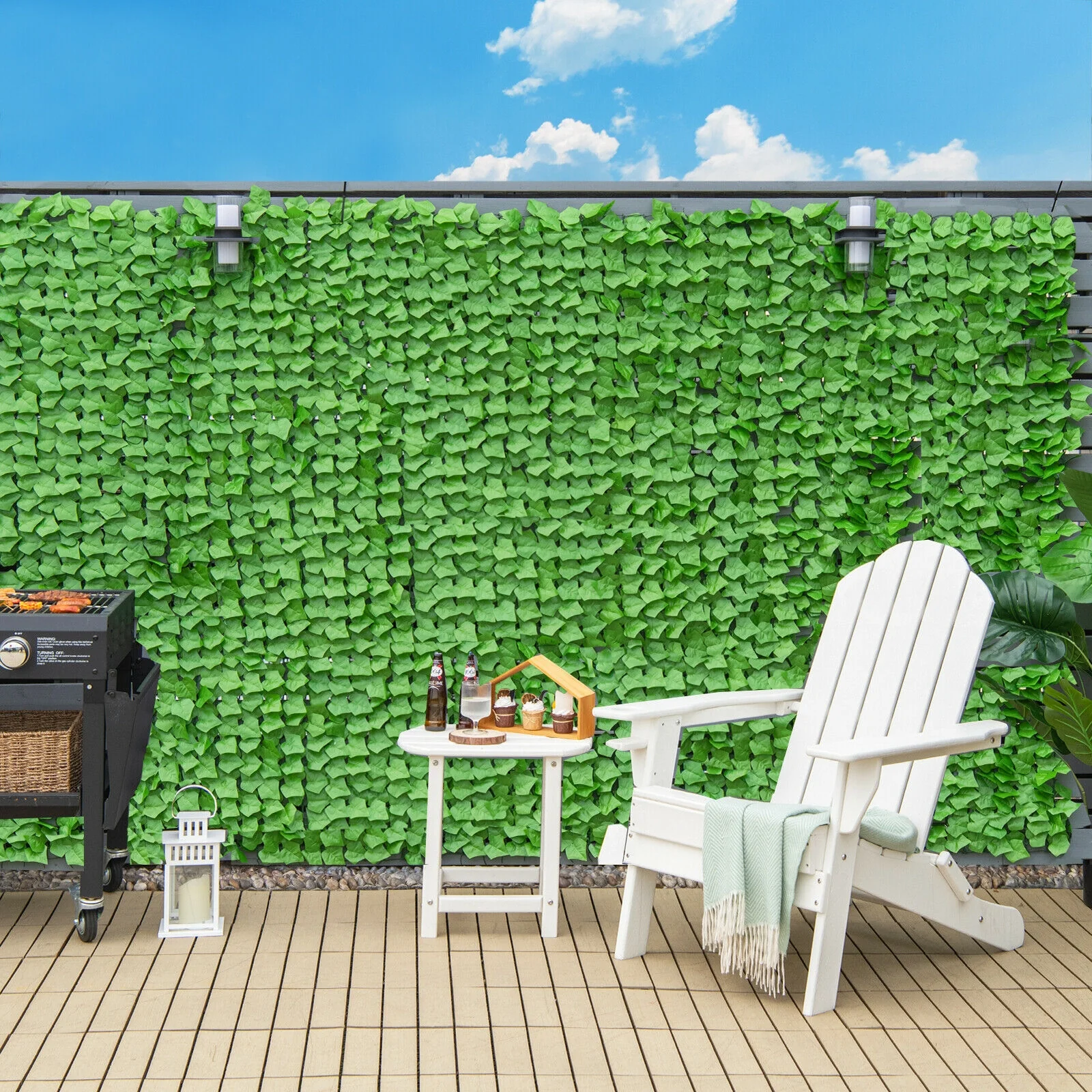4 Pieces 118 x 39 Inch Artificial Ivy Privacy Fence, Light Green - Image 3