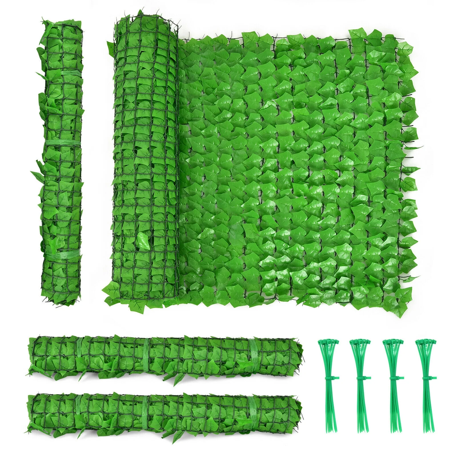 4 Pieces 118 x 39 Inch Artificial Ivy Privacy Fence, Light Green - Image 4