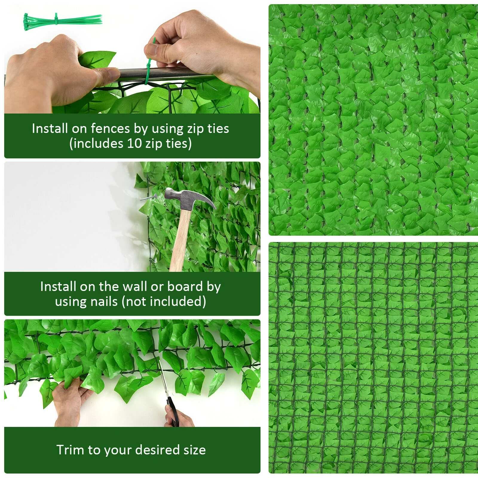 4 Pieces 118 x 39 Inch Artificial Ivy Privacy Fence, Light Green - Image 7