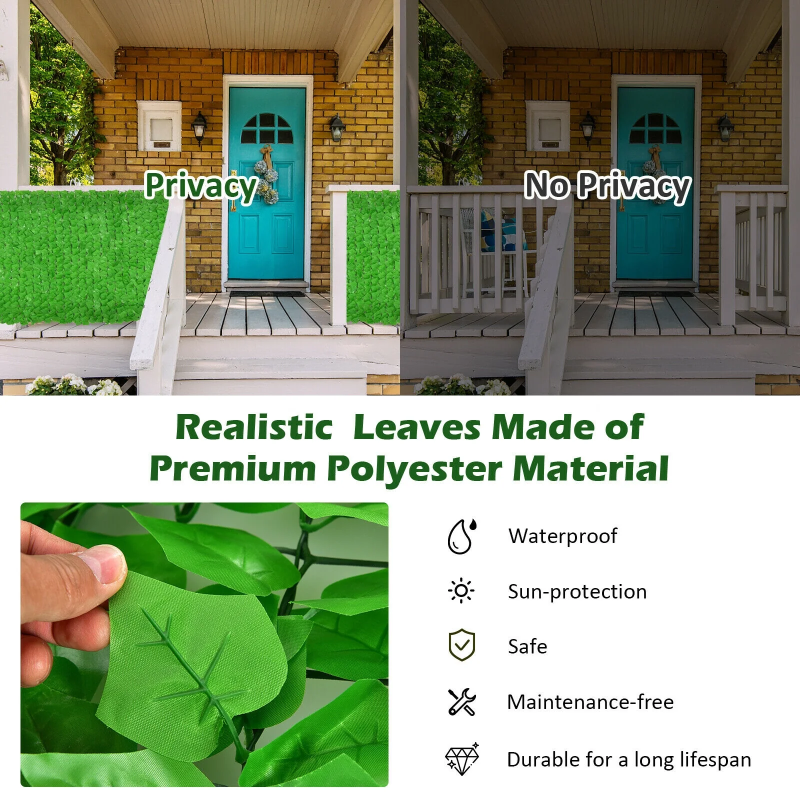 4 Pieces 118 x 39 Inch Artificial Ivy Privacy Fence, Light Green - Image 8