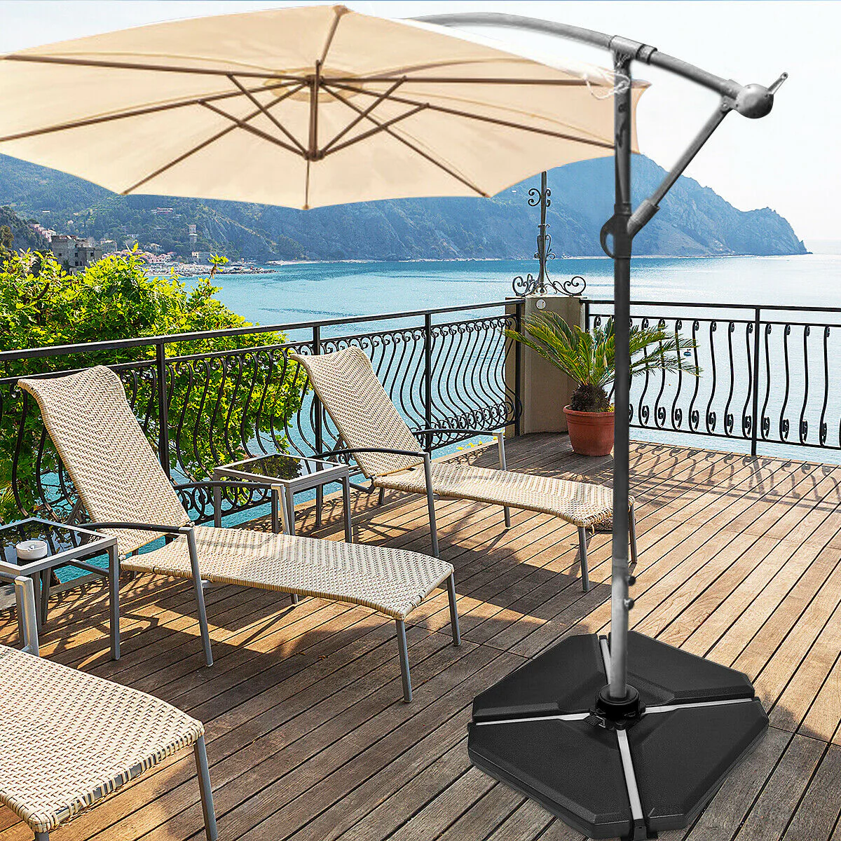 4 Pieces 195 lbs Patio Umbrella Base, Black - Image 2
