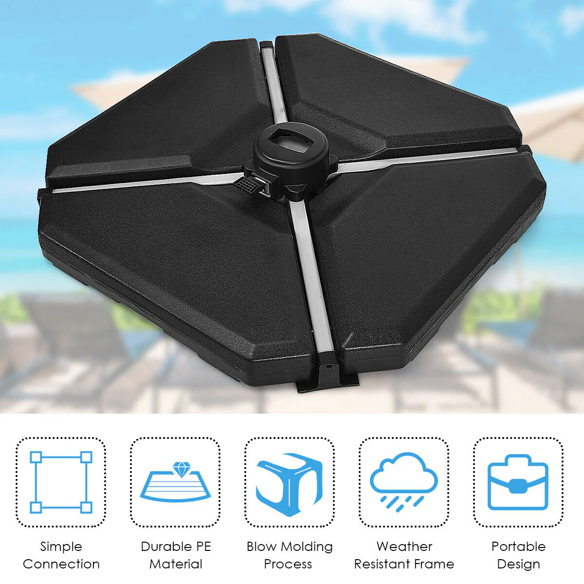 4 Pieces 195 lbs Patio Umbrella Base, Black - Image 6