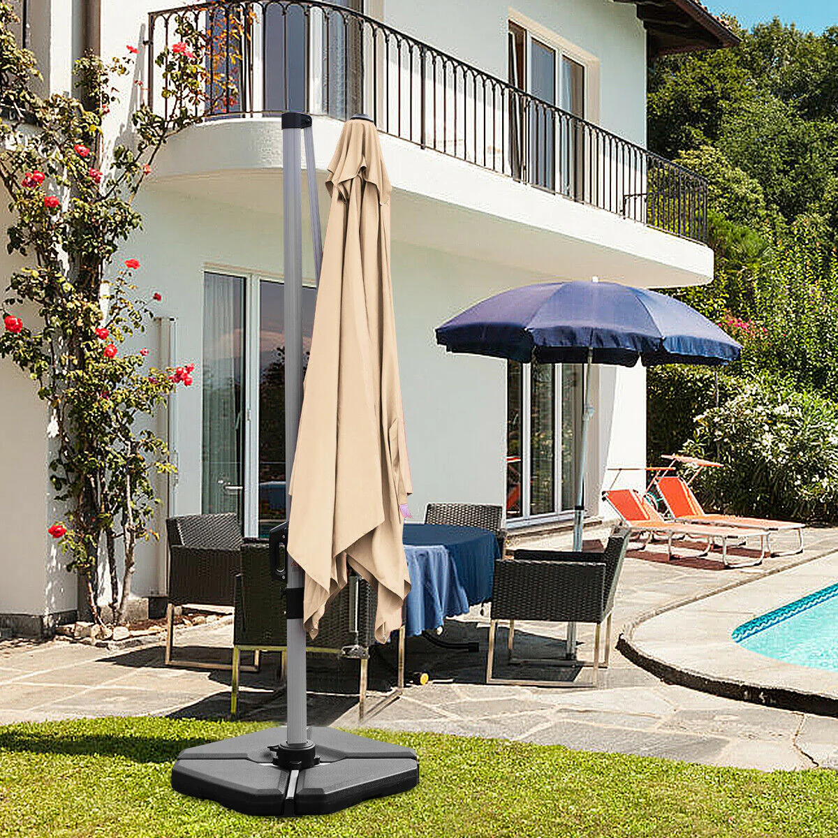 4 Pieces 195 lbs Patio Umbrella Base, Black - Image 7