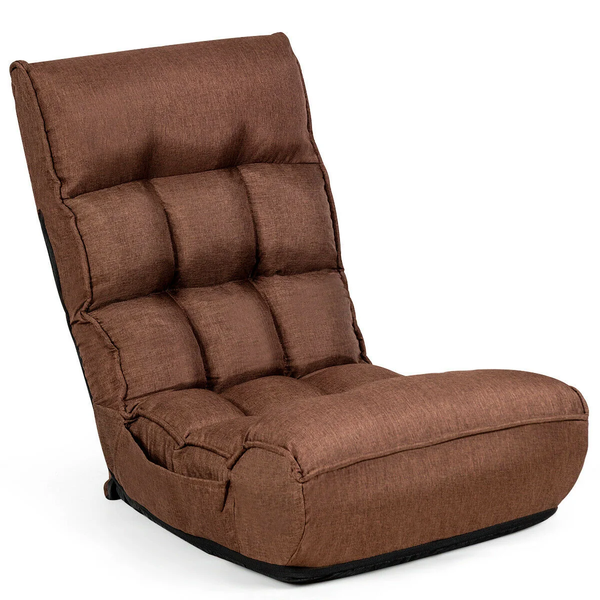 4-Position Adjustable Floor Chair Folding Lazy Sofa, Coffee
