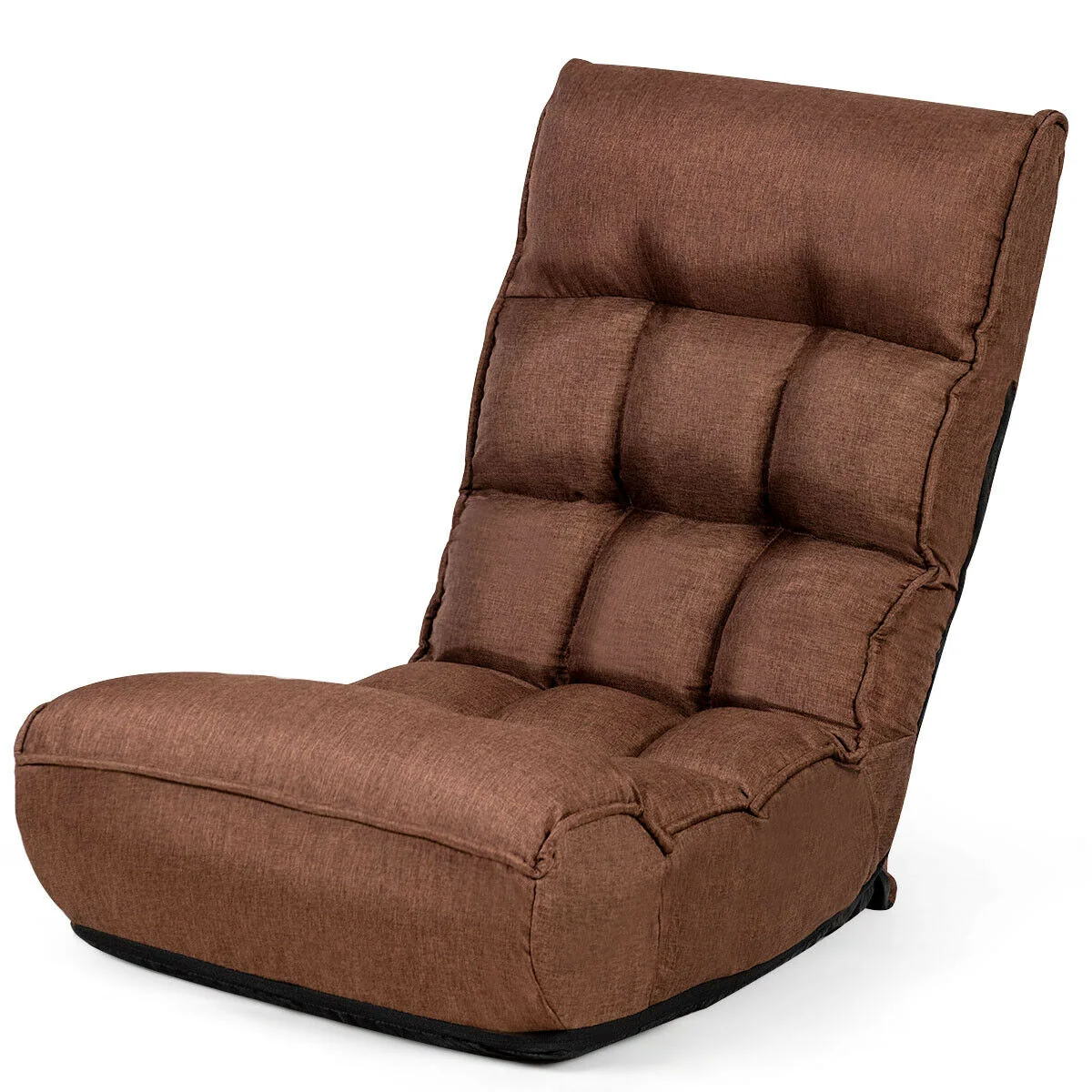 4-Position Adjustable Floor Chair Folding Lazy Sofa, Coffee - Image 7