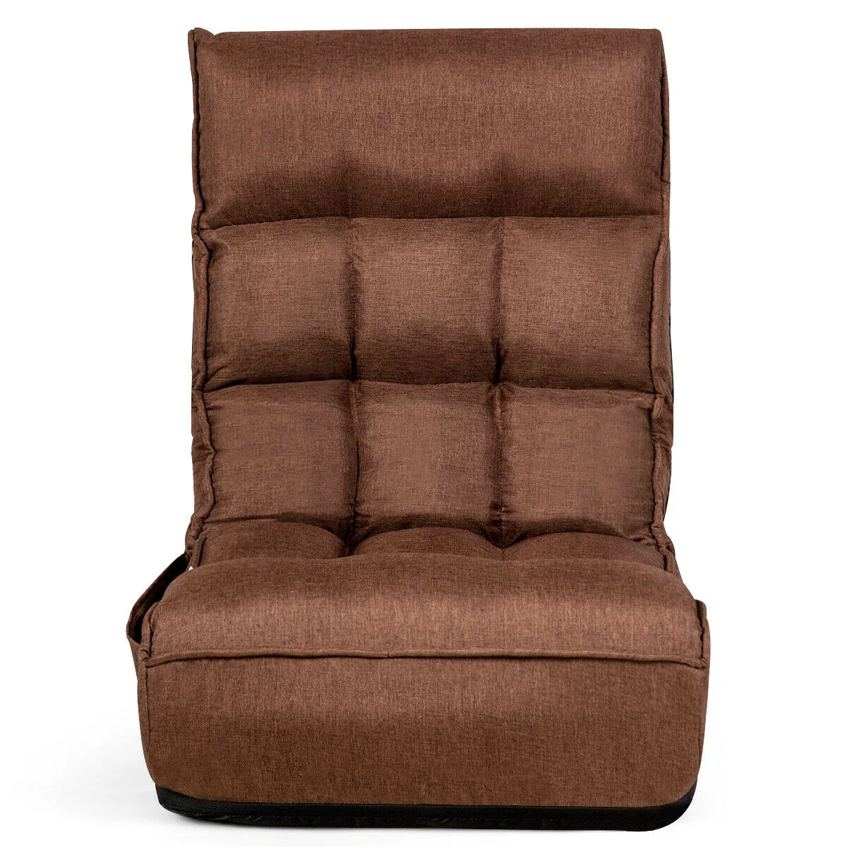4-Position Adjustable Floor Chair Folding Lazy Sofa, Coffee - Image 8