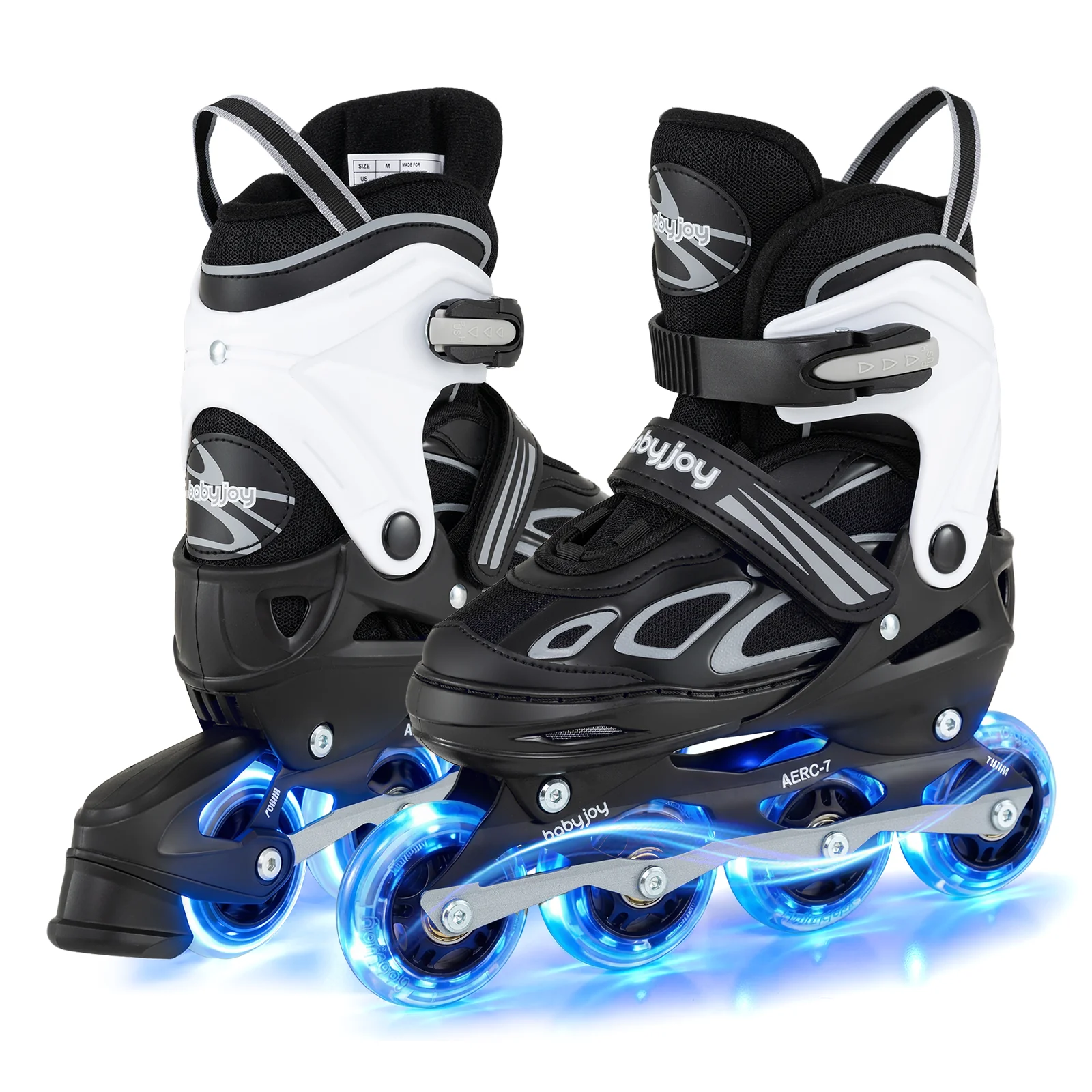4 Sizes Adjustable Blade Roller with Light-up Wheels for Youth, Black - Image 4