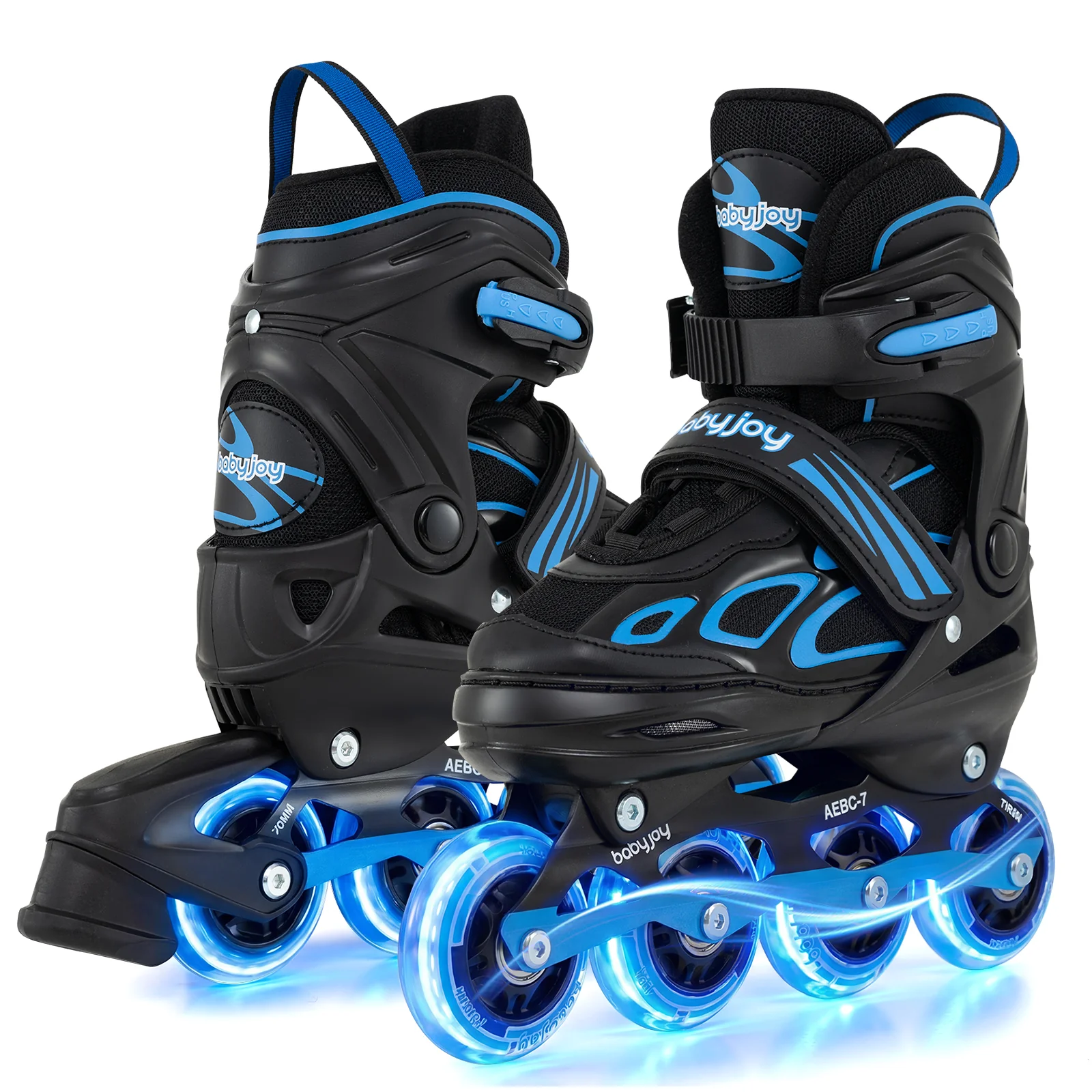 4 Sizes Adjustable Blade Roller with Light-up Wheels for Youth, Blue
