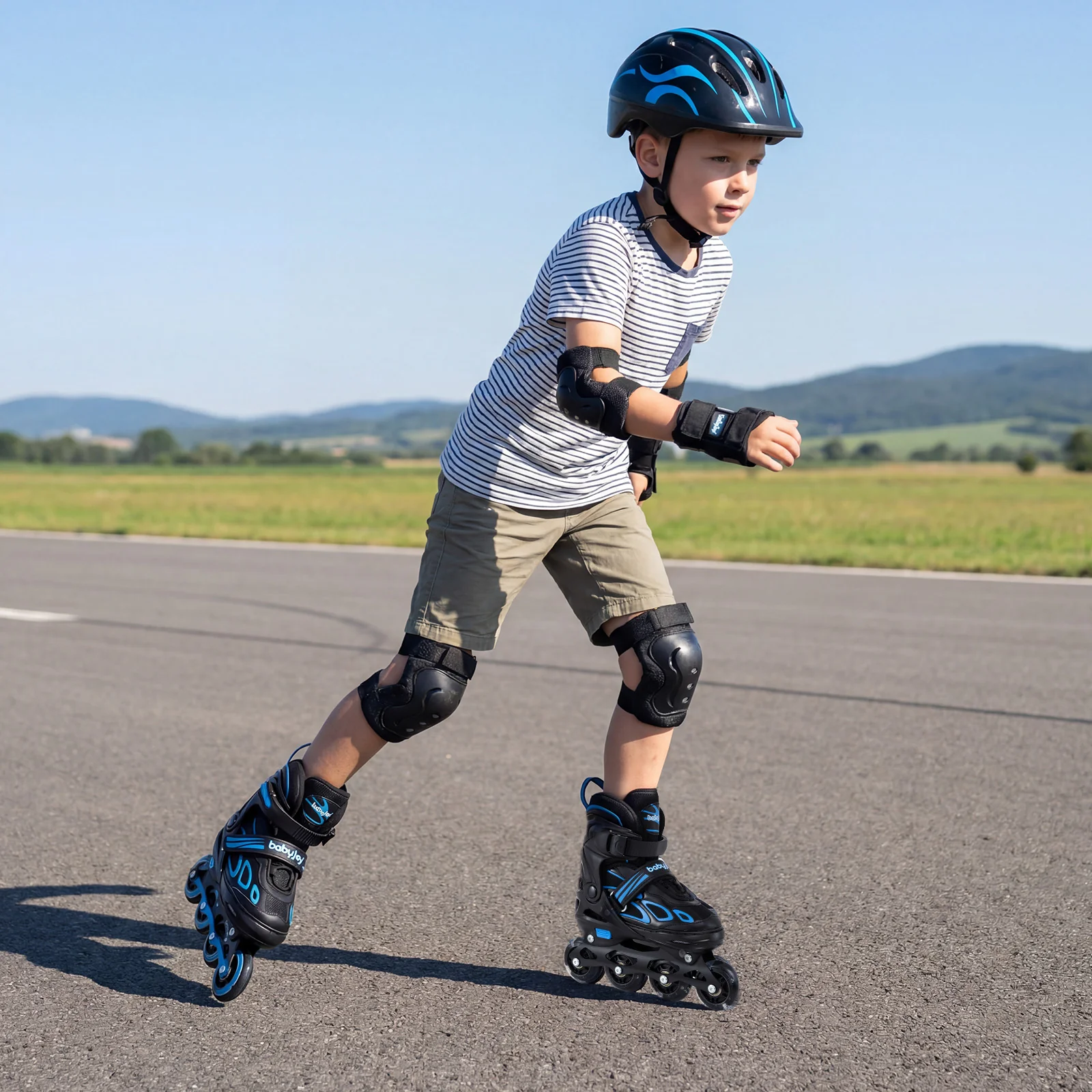 4 Sizes Adjustable Blade Roller with Light-up Wheels for Youth, Blue - Image 2