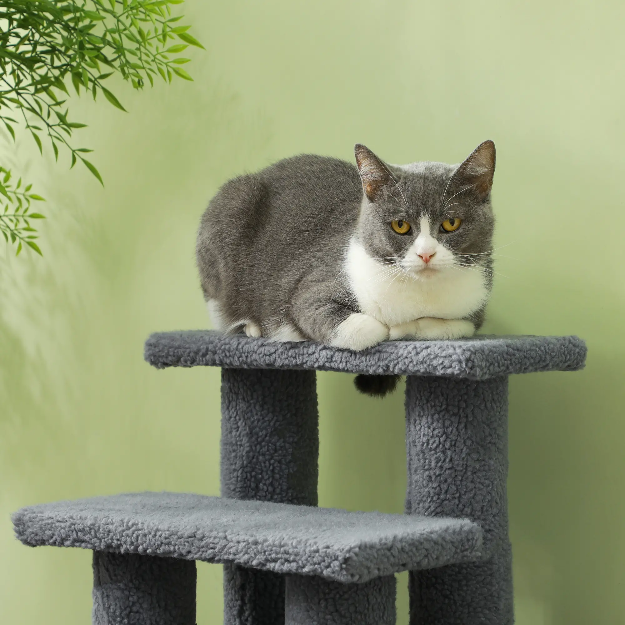 4-Step Carpeted Cat Scratching Post, Pet Stairs, Grey - Image 10
