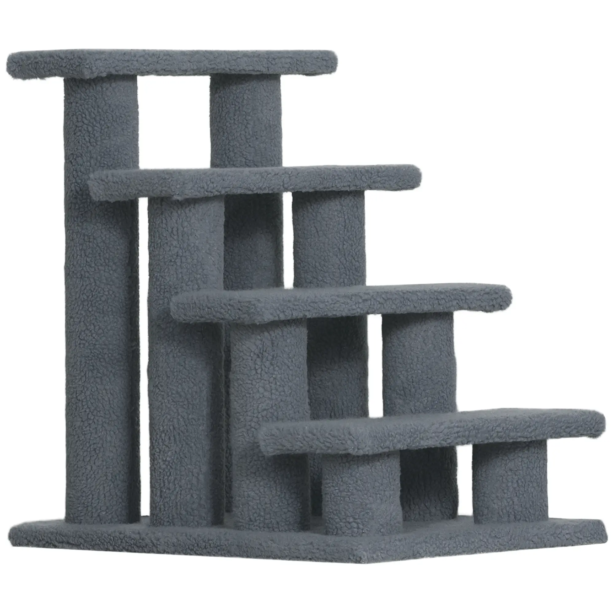 4-Step Carpeted Cat Scratching Post, Pet Stairs, Grey - Image 12