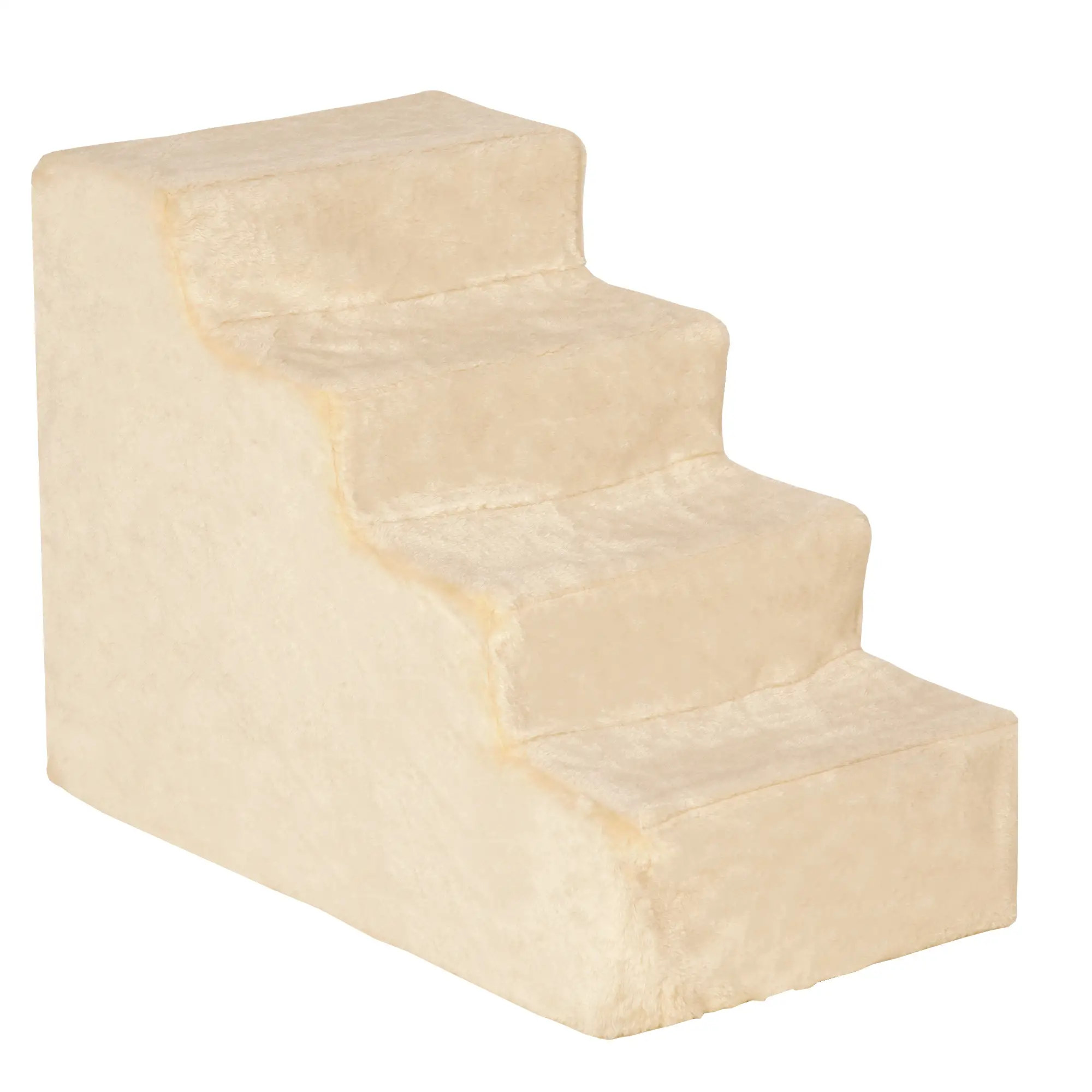 4-Step Dog Ramp for Sofa, Bed, Couch, Removable Cover, Beige