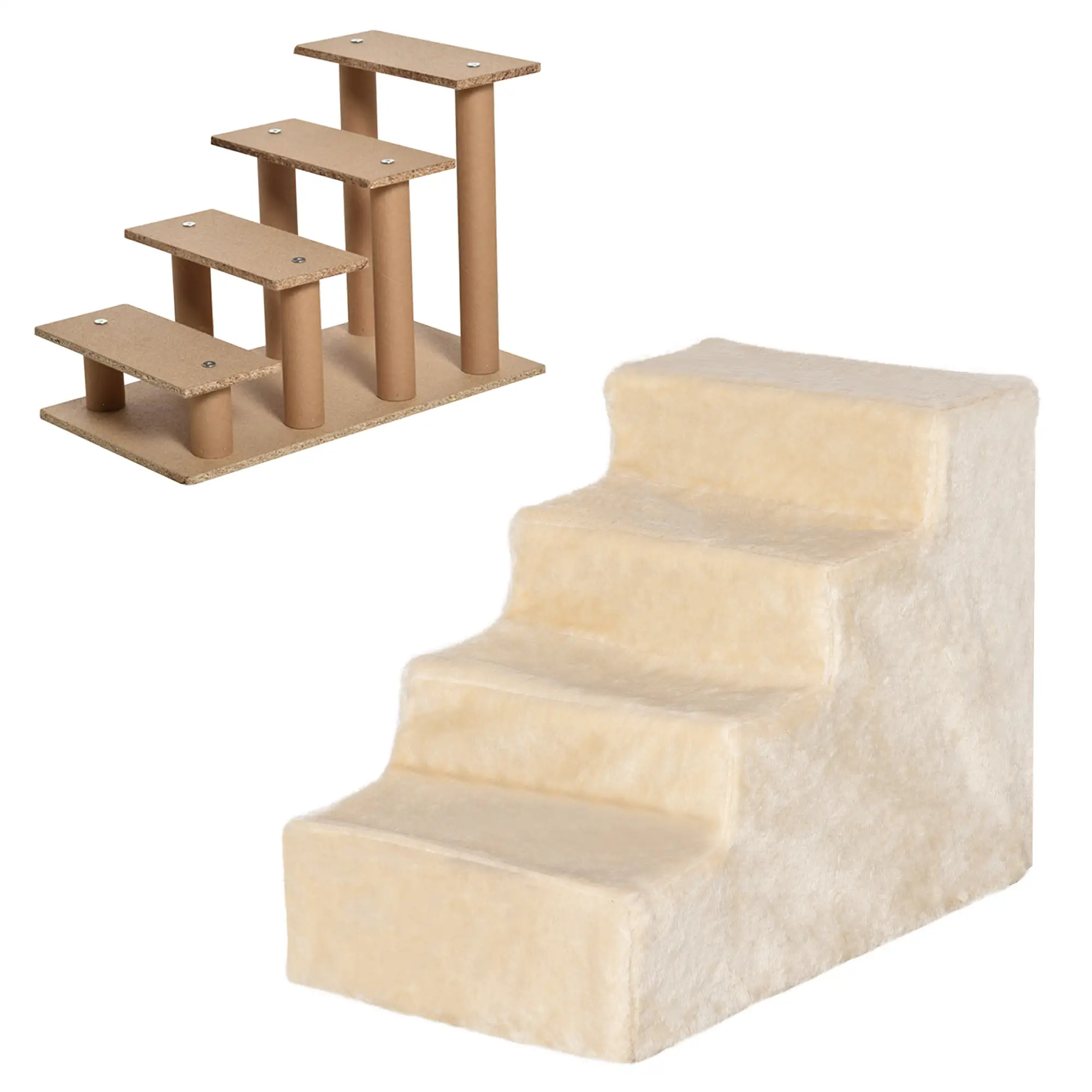 4-Step Dog Ramp for Sofa, Bed, Couch, Removable Cover, Beige - Image 9