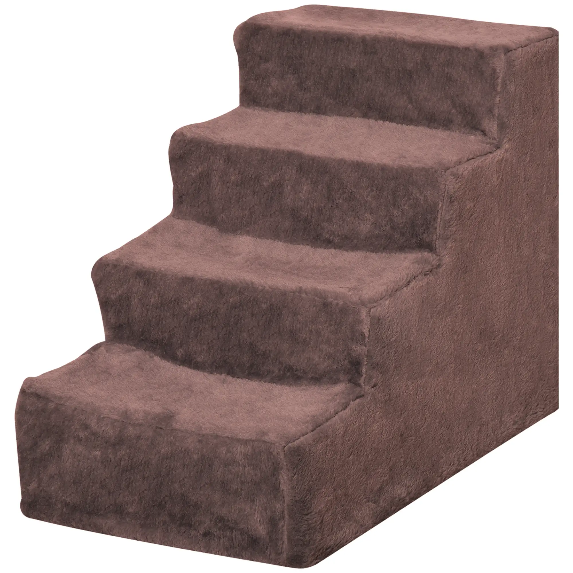 4-Step Dog Ramp for Sofa, Bed, Couch, Removable Cover, Brown