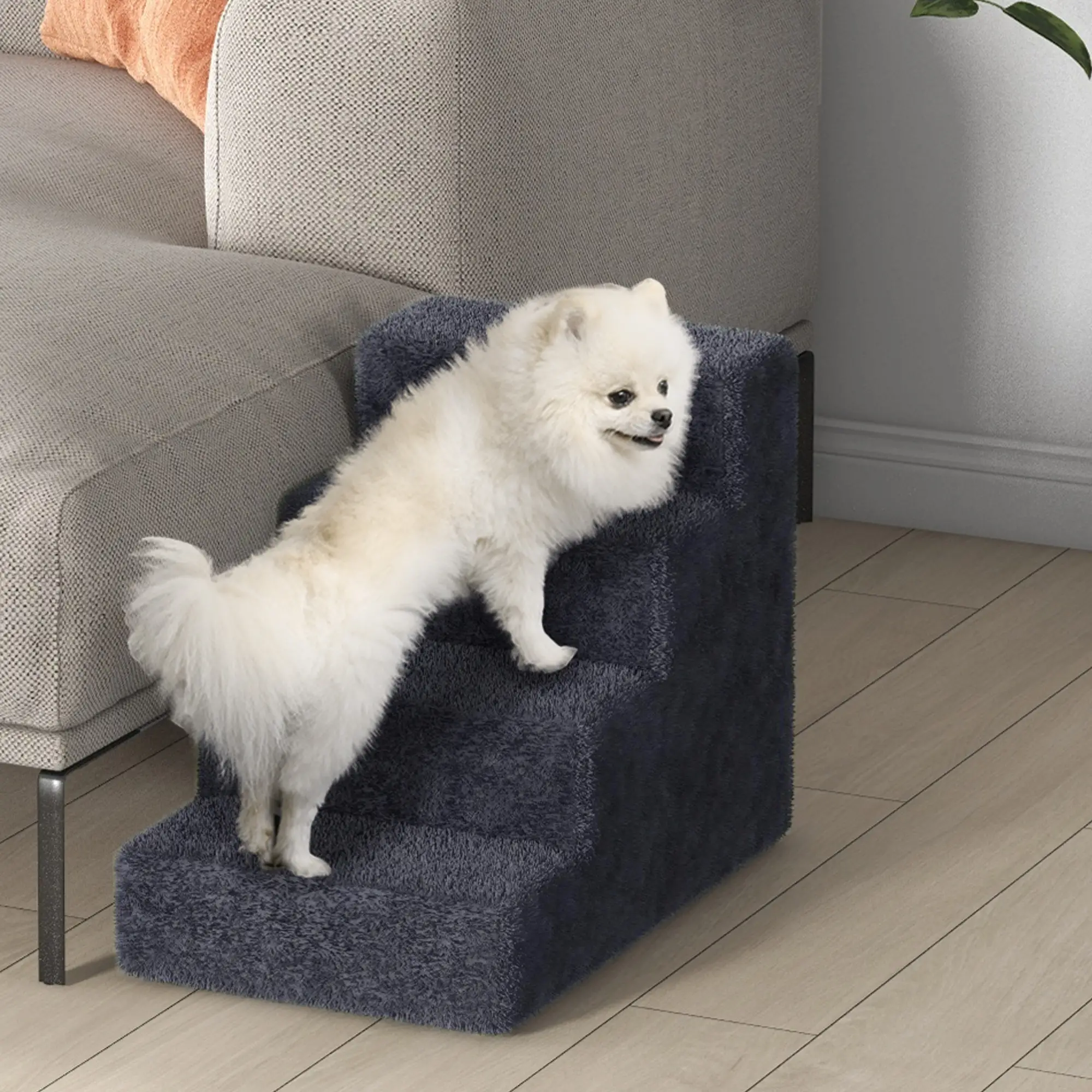 4-Step Dog Ramp for Sofa, Bed, Couch, Removable Cover, Dark Grey - Image 10