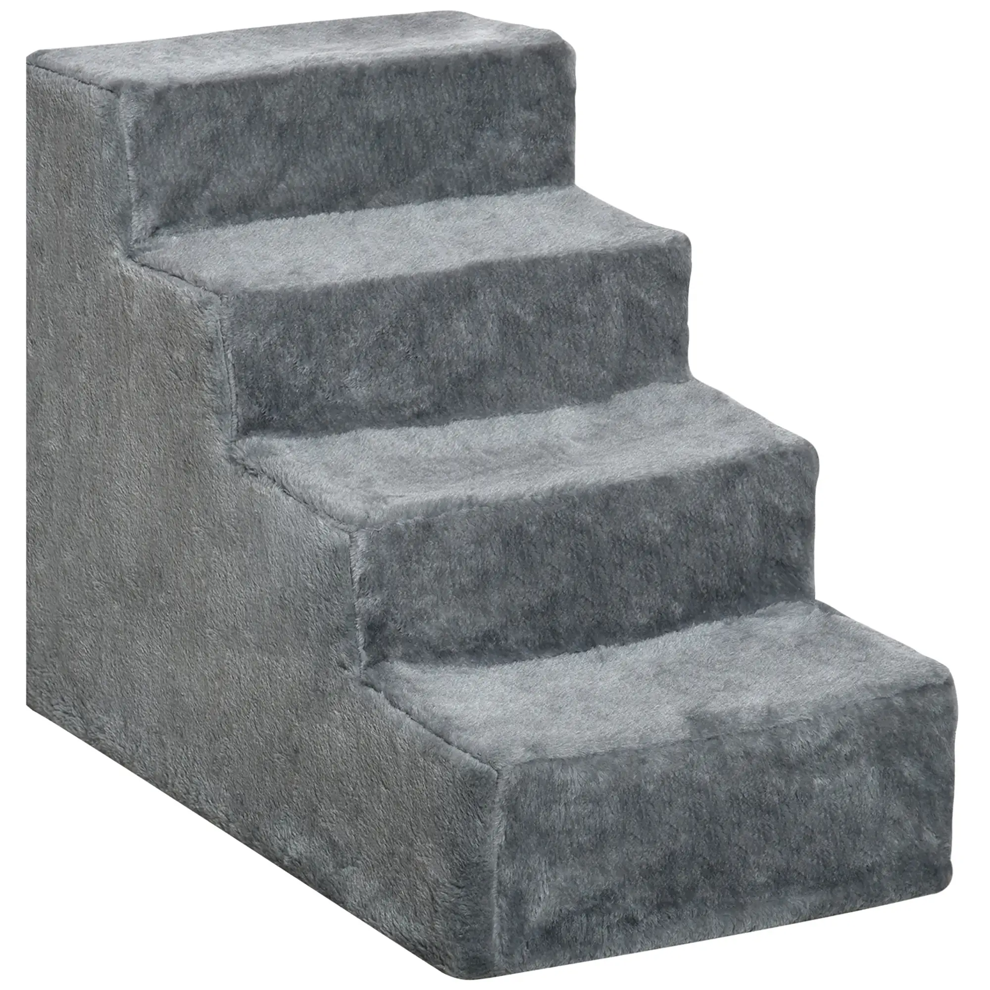 4-Step Dog Ramp for Sofa, Bed, Couch, Removable Cover, Light Grey