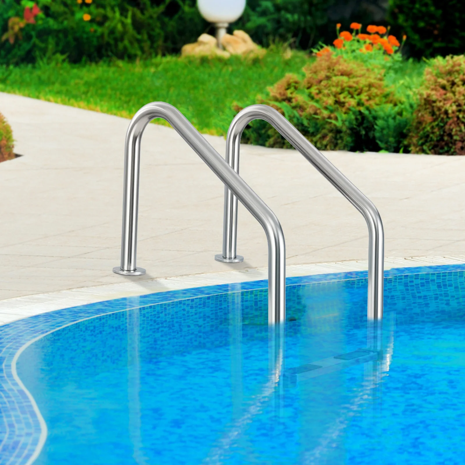 4-Step Inground Pool Ladder, Stainless Steel, Silver - Image 2