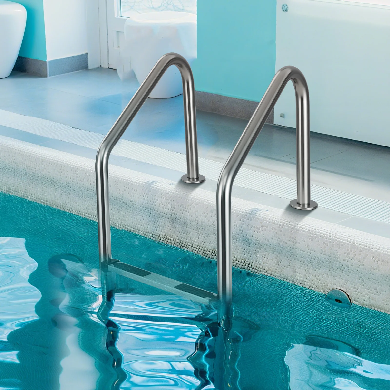 4-Step Inground Pool Ladder, Stainless Steel, Silver - Image 6