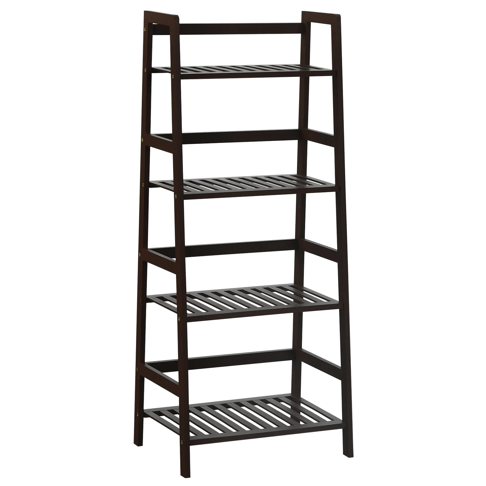 4-Tier Bamboo Plant Rack With Guardrails, Brown - Image 4