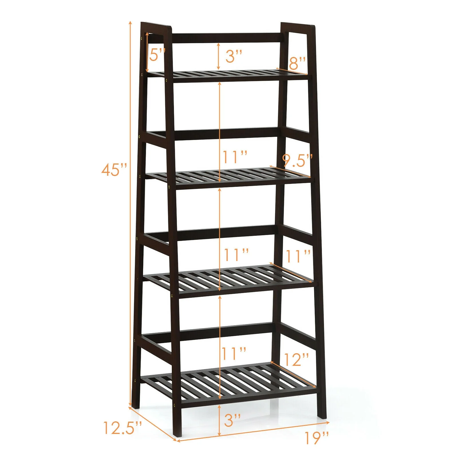 4-Tier Bamboo Plant Rack With Guardrails, Brown - Image 5