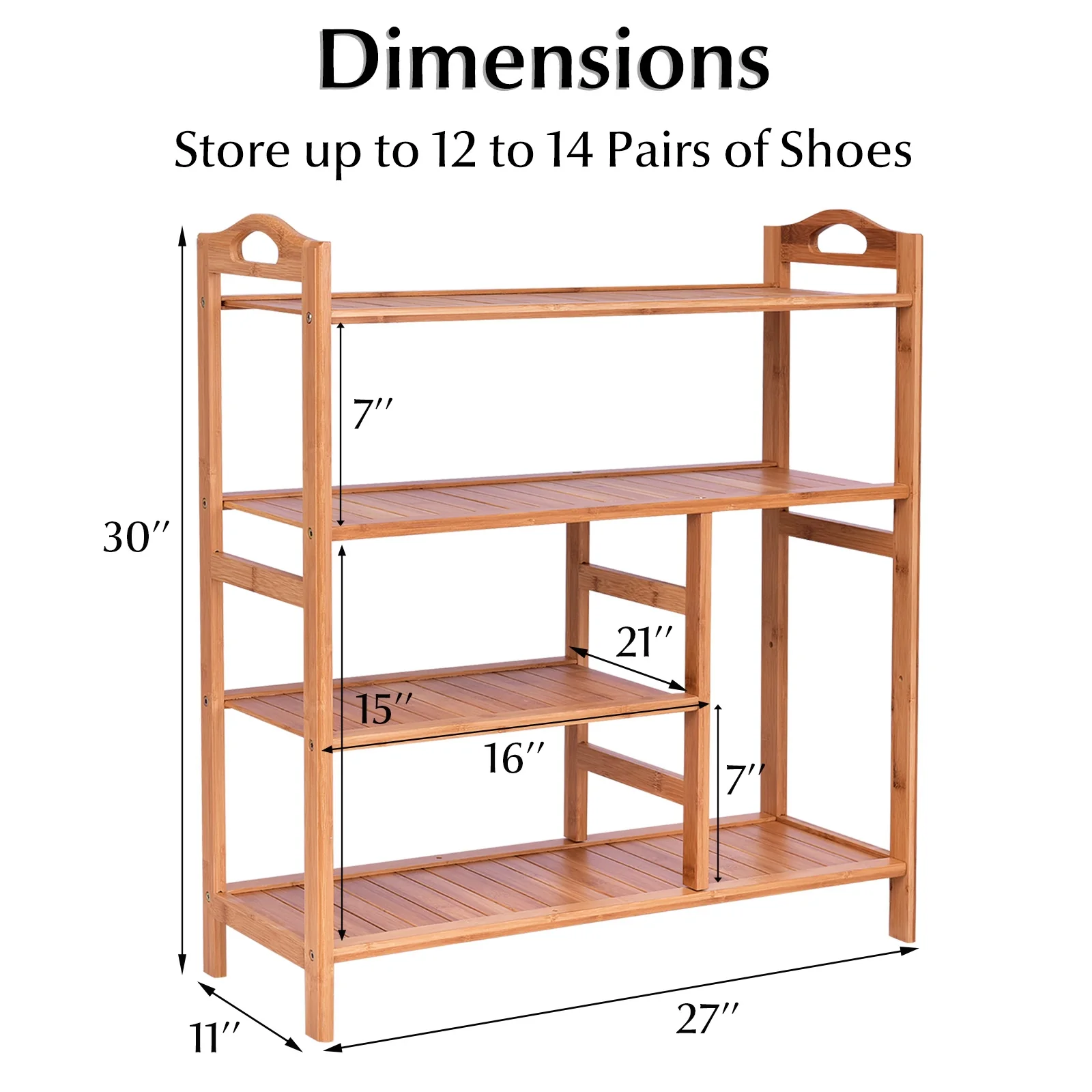 4 Tier Bamboo Storage Shoe Rack, Natural - Image 6