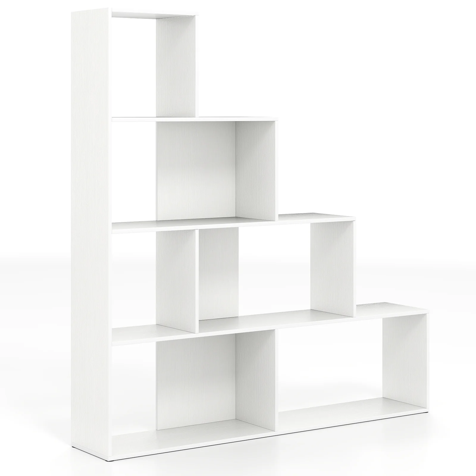 4-Tier Bookshelf, 6 Cube Display Rack, White - Image 4