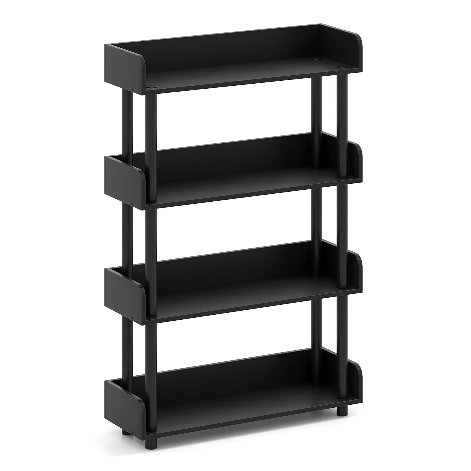 4-Tier Bookshelf Open Bookcase with Anti-Tipping Kit Industrial Storage Unit, Black - Image 5